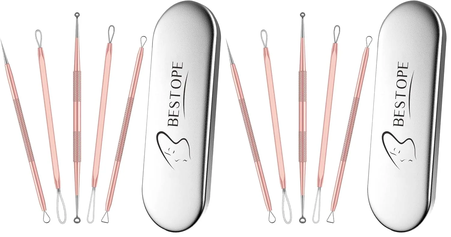 TAYTHI Blackhead Remover Tool, Pimple Popper Tool Kit, Blackhead Extractor Tool for Face, Extractor Tool for Comedone Zit Acne Whitehead Blemish, Stainless Steel Extraction Tools (Pack of 5)