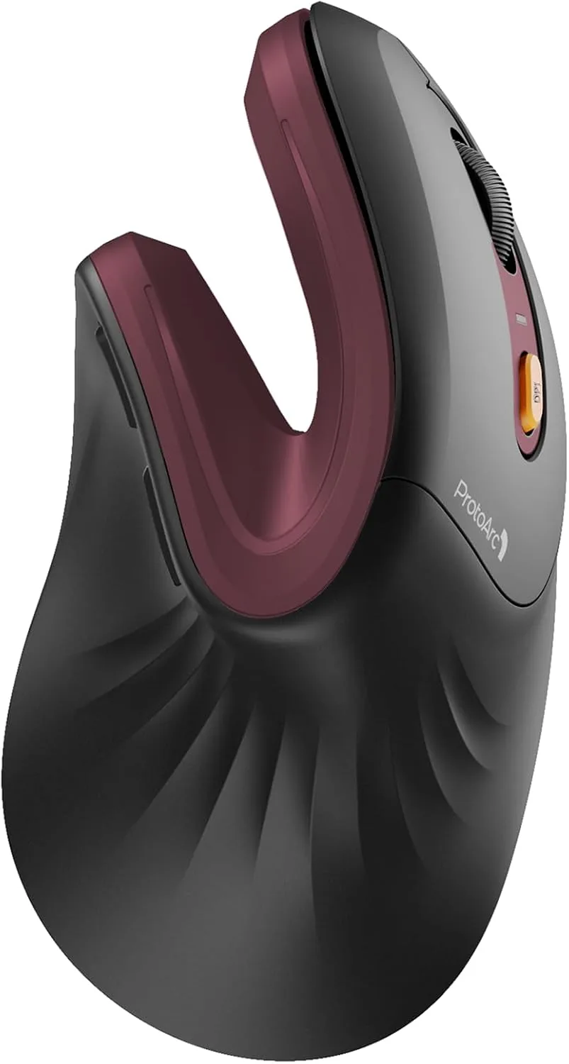 Mouse ergonómico vertical inalámbrico ProtoArc EM11 NL recargable Burdeos
