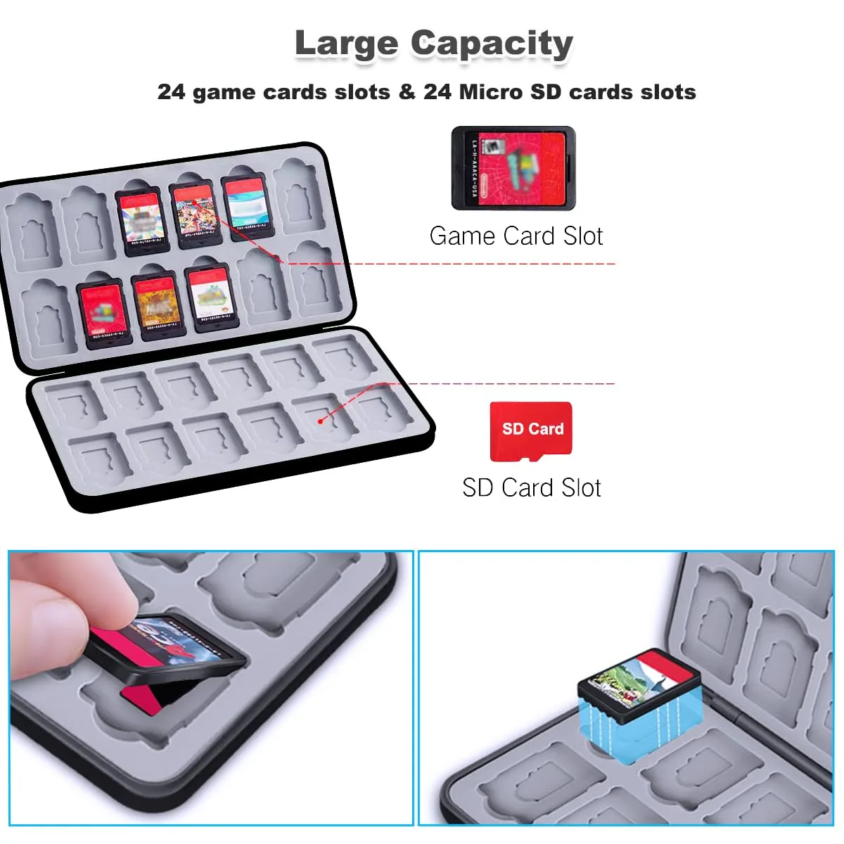 Game Case for Nintendo Switch/Switch 2/OLED/Lite, Portable Switch Game Case