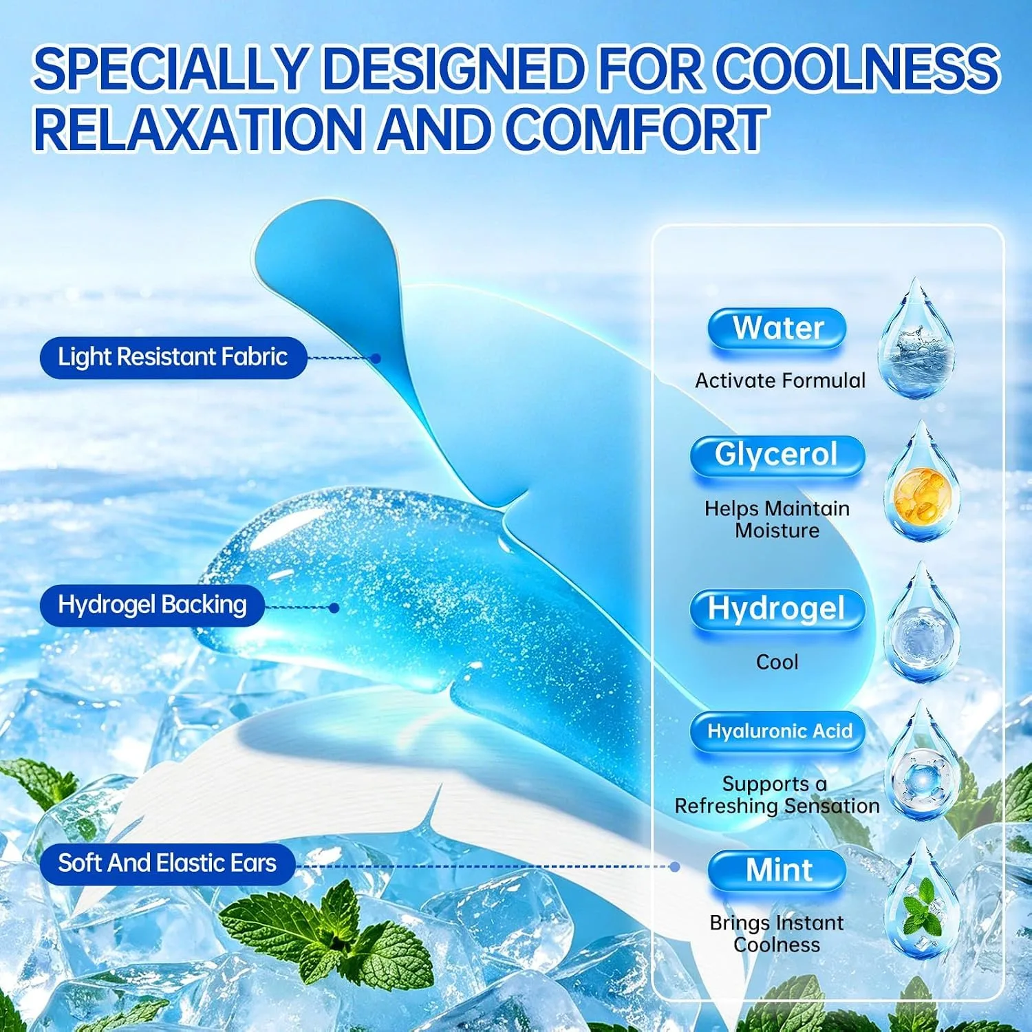 10PCS Self Cooling Eye Mask, Cold Eye Mask - Ice Mask for Eyes，Disposable Cold Compress for Eyes Soothes Puffiness, Gel Eye Mask for Dark Circles, Ideal for Self‑Care, Travel