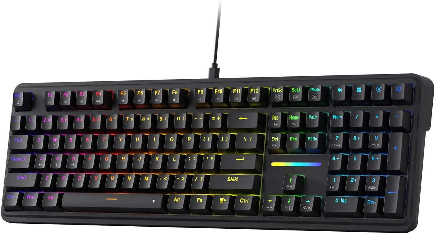 Teclado Gamer Redragon K745 Wired 108 teclas RGB con 4 Hotkeys extras