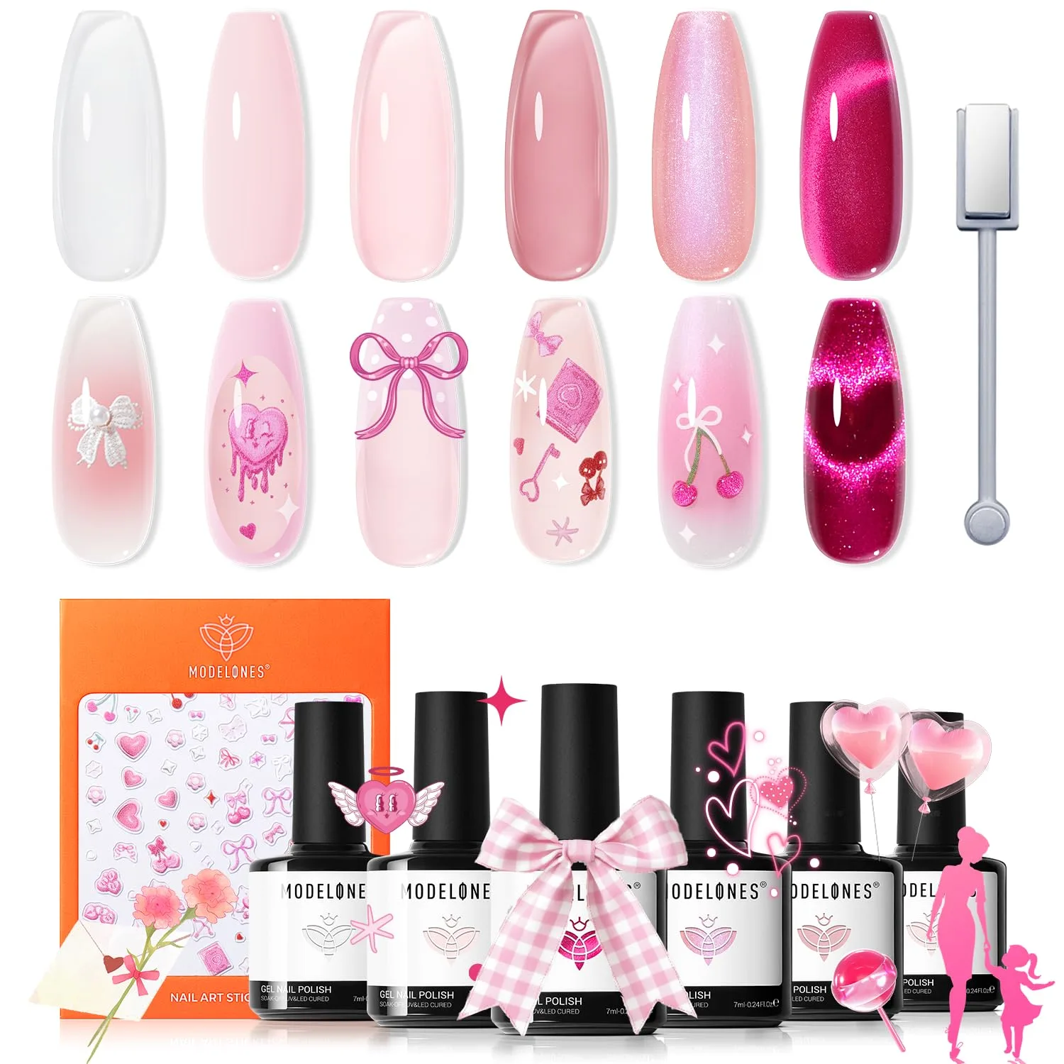 modelones Cat Eye Gel Nail Polish Set Jelly 6Colors