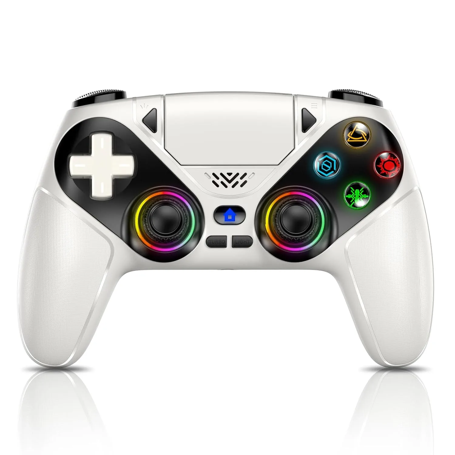 Control inalámbrico Dinosoo RGB para PS5/PC/Móvil Blanco