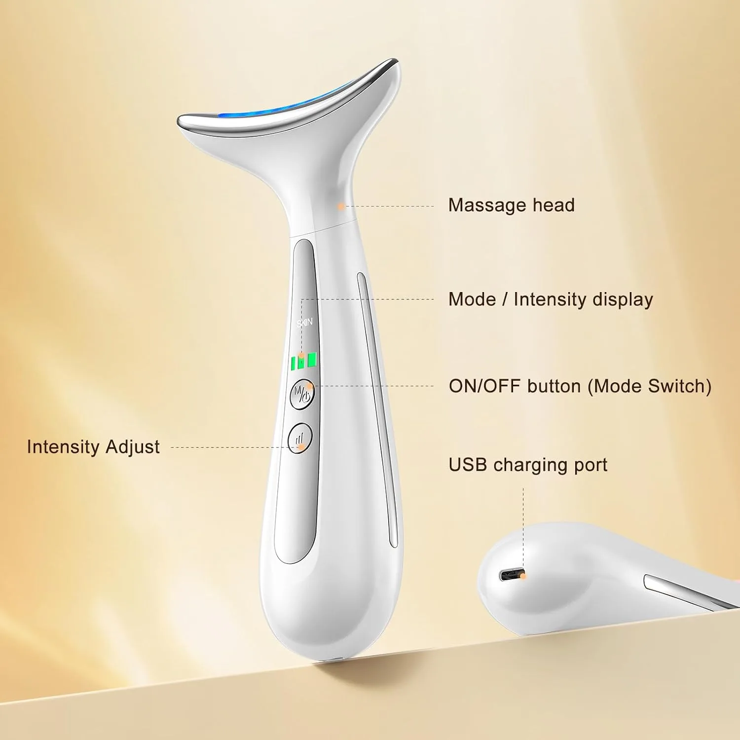 Dual Head Facial Eye Massager with Heat & Vibration Therapy, Anti-Aging, Relieve Puffiness, Boost Skin Radiance
