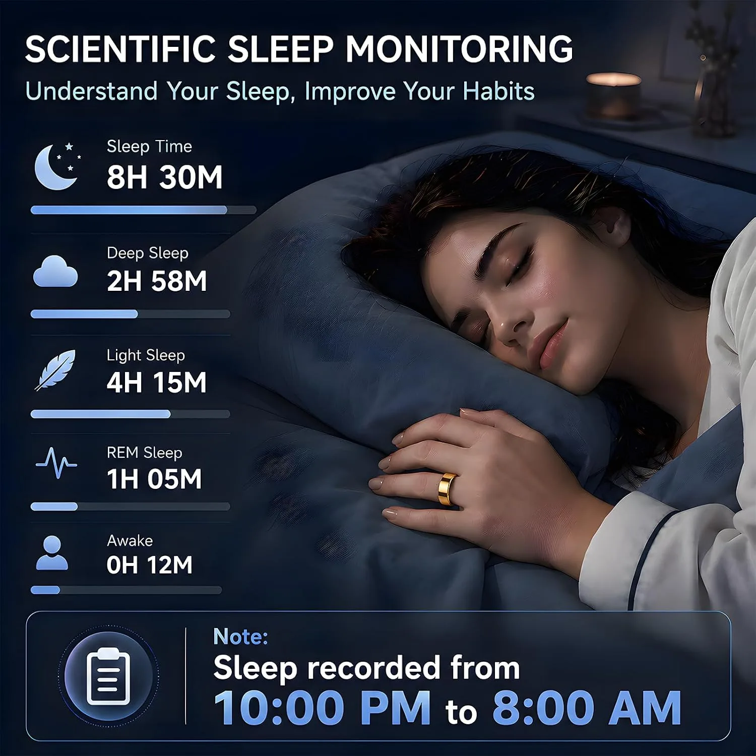 2026 Smart Ring for Women & Men, Sleep Health Fitness Tracker with Heart Rate, Blood Oxygen HRV & Stress Monitoring, No Subscription, IP68 Waterproof, iOS & Android Compatible, 5-7 Day Battery Life