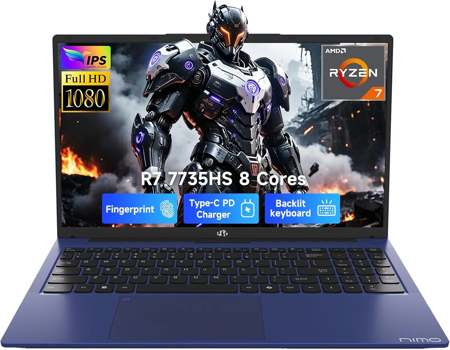 15.6" Light Gaming Laptop 2026 AI | AMD Ryzen 7 7735HS 16GB DDR5 512GB SSD