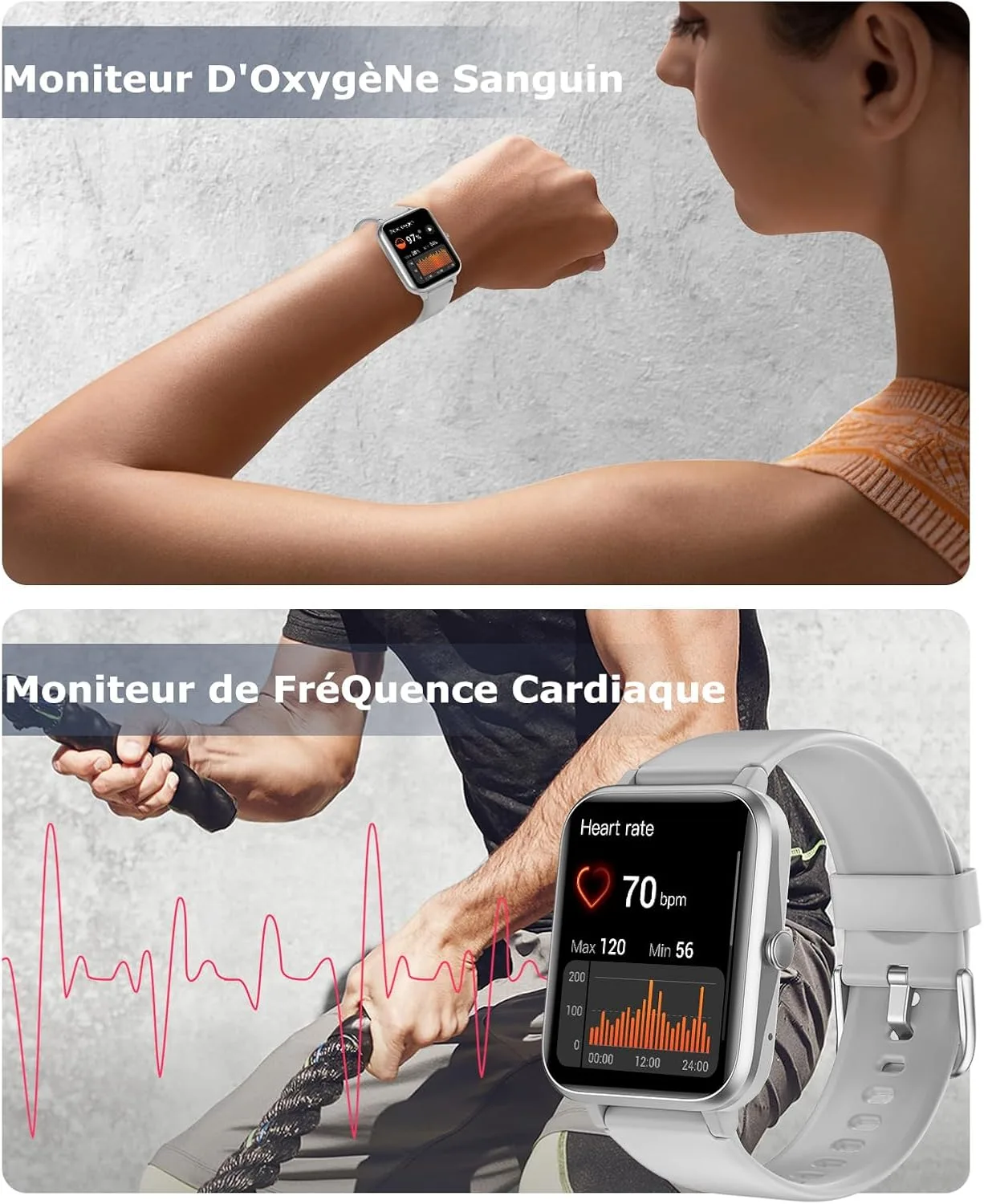 GRV Smart Watch for Men Women, Bluetooth Call, for iPhone Android Gray
