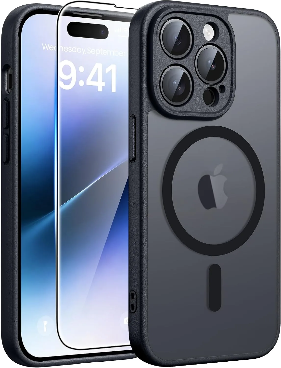 Carcasa Fntcase para iPhone 14 Pro Negra Translúcida compatible con MagSafe