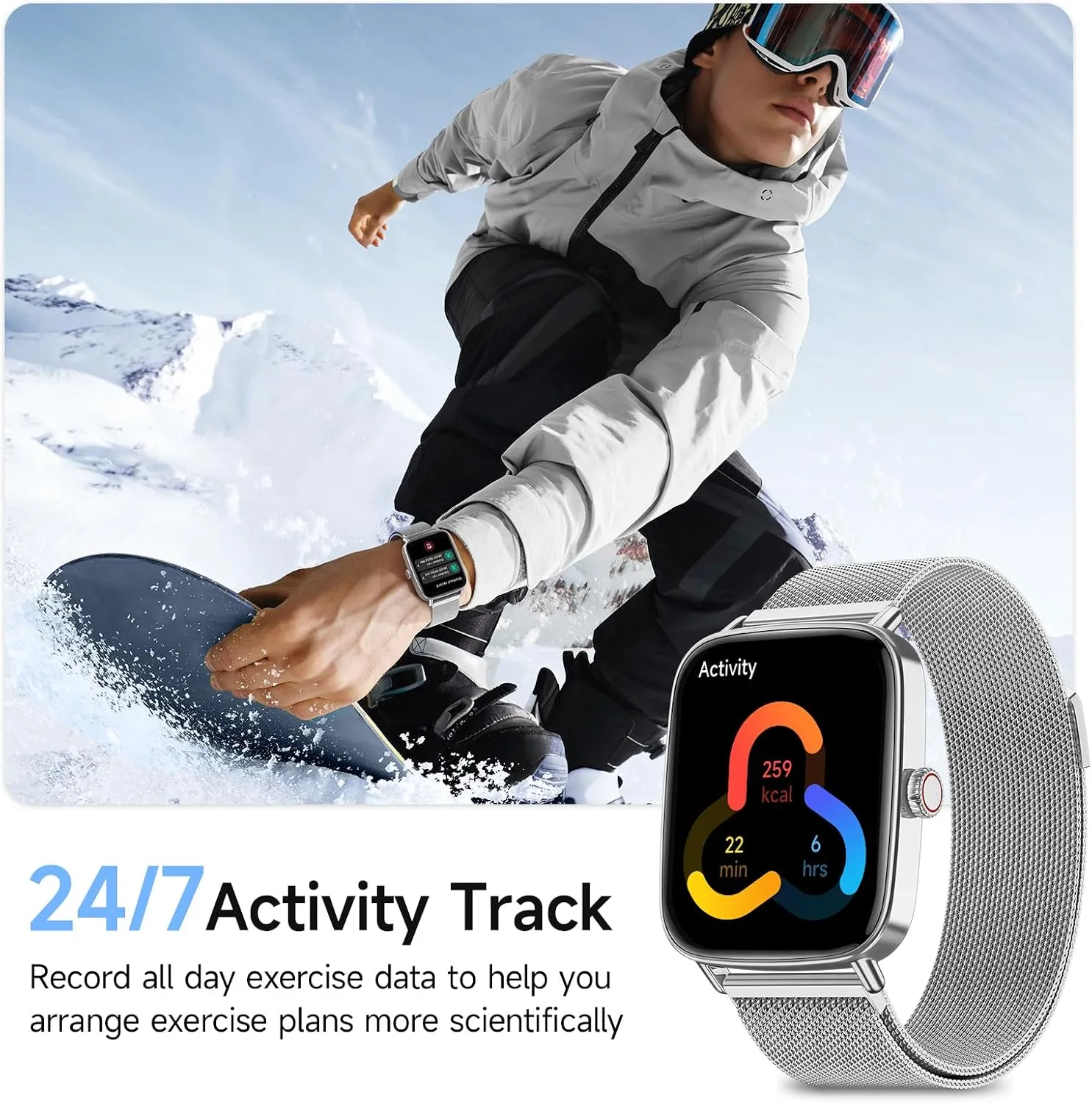 aeac Smart Watch for Men Women, 1.85" HD Smartwatch Compatible iPhone/Samsung/Android (Answer/Make Calls), 100+ Sport Modes Fitness Tracker with Heart Rate/Sleep/Step Monitor, IP68 Waterproof
