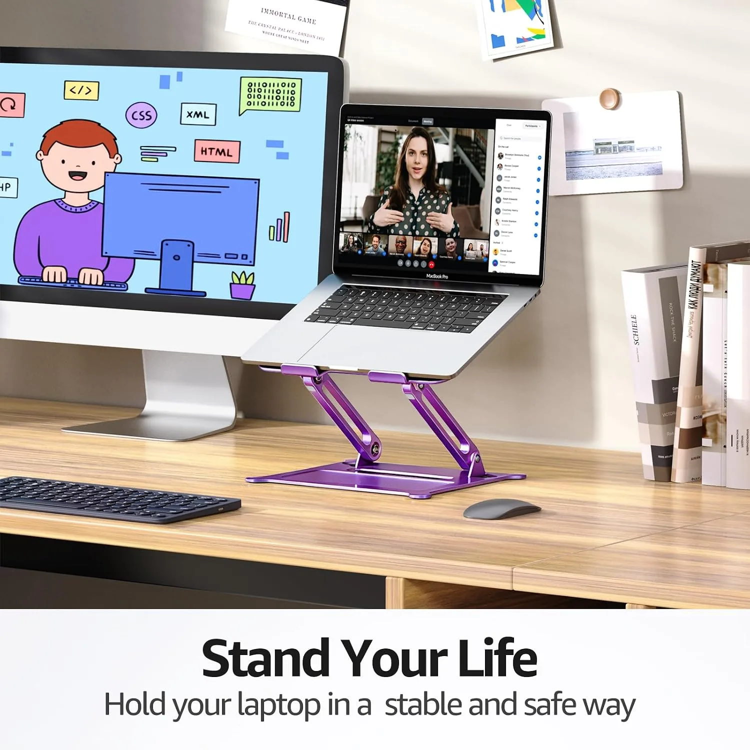 Urmust Adjustable Laptop Stand for Desk, 10-15.6“ Laptop Riser, Purple