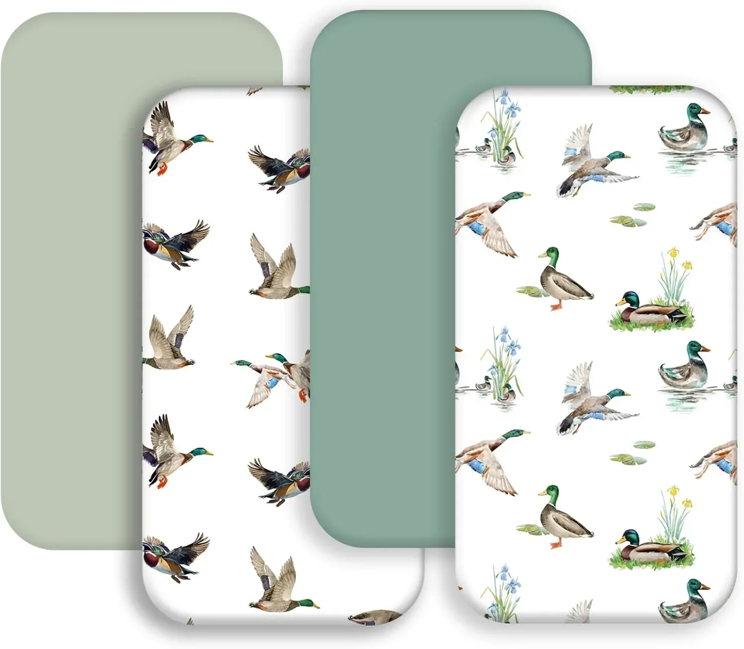 4 Pack Mallard Duck Baby Bassinet Sheets Neutral Unisex Breathable Fitted Nursery Sheets for Baby Girl or Boys (Bassinet Sheet)