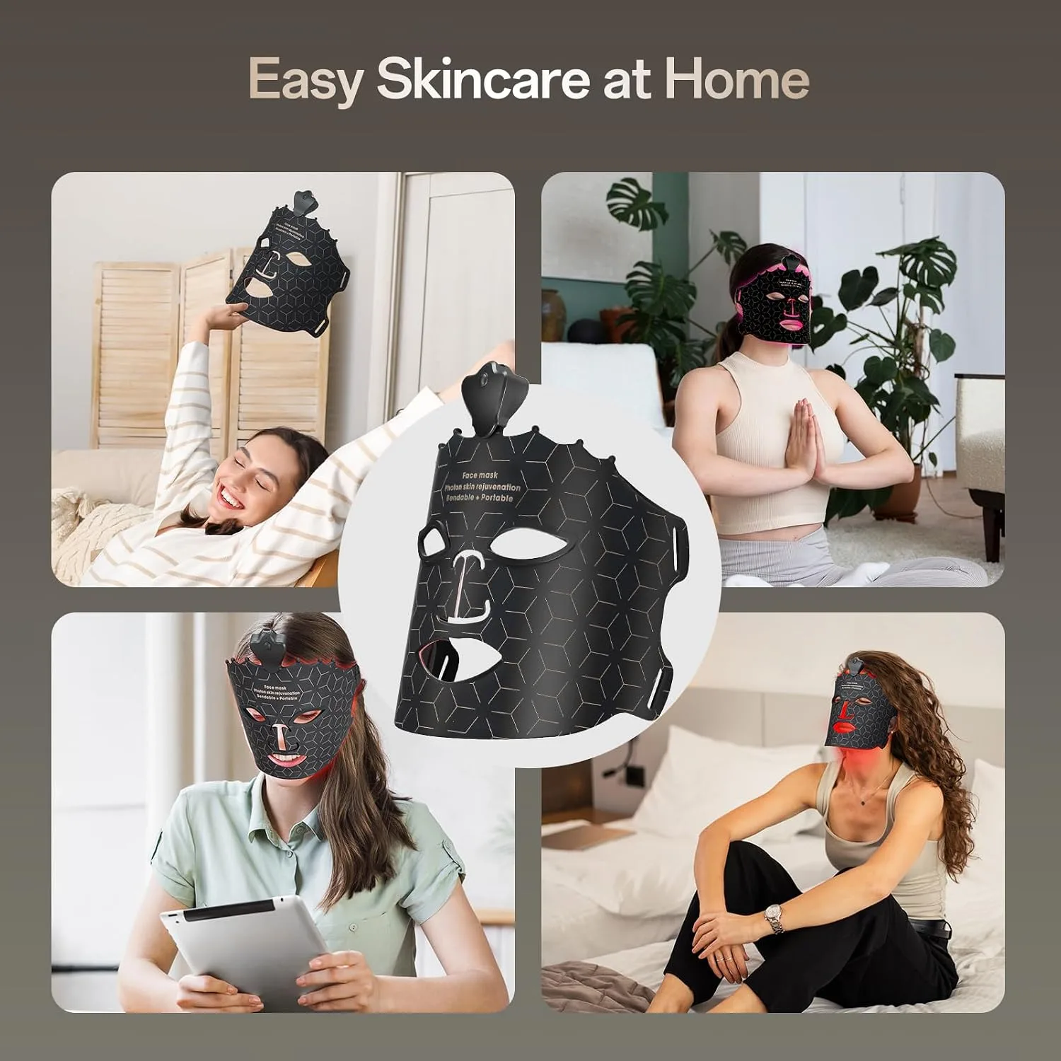 Red Light Mask for Face - 7 Colors Cordless Silicone Face Mask, Facial Mask Skincare at Home, Skin Care Mask Suitable for Women, Soft Flexible, Portable