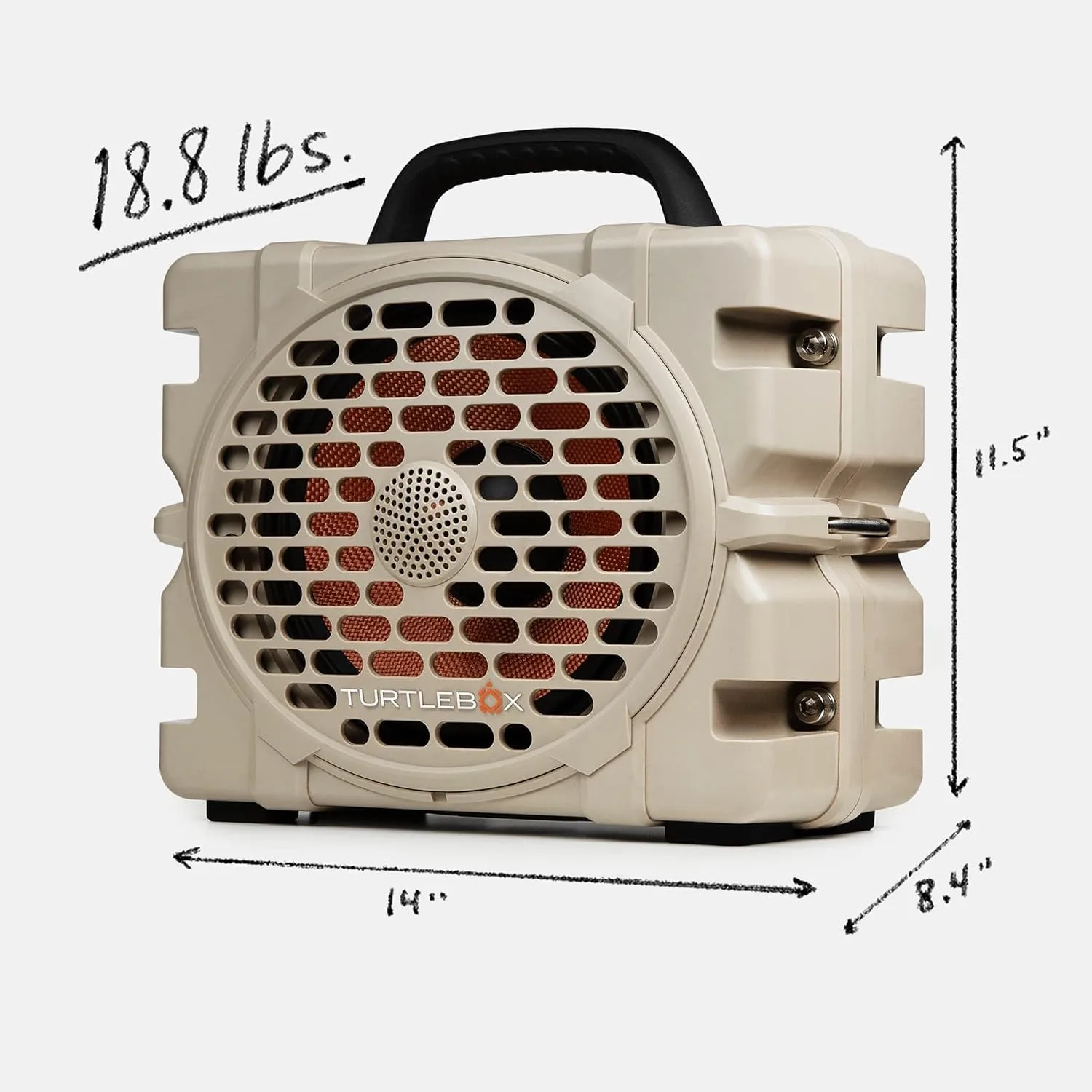 Turtlebox Grande, Largest Outdoor Bluetooth Speaker, Waterproof, Tan