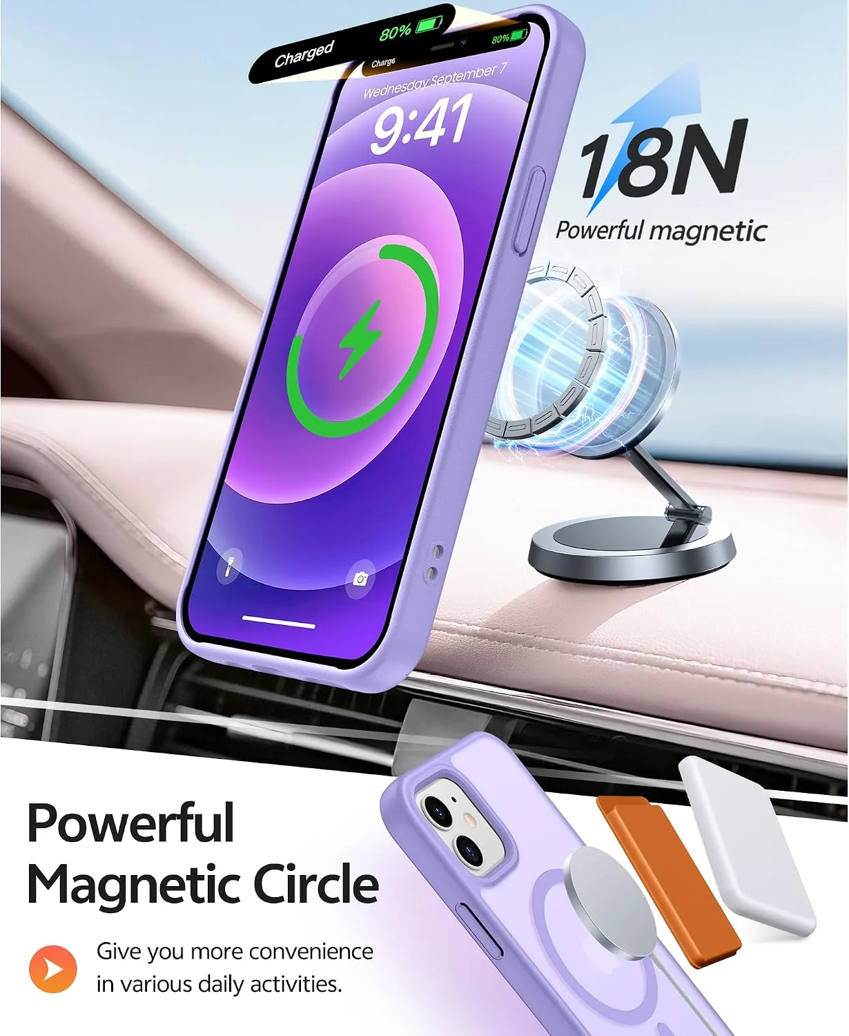 FNTCASE for iPhone 12/12 Pro Case, Fit for Magsafe, Light Purple