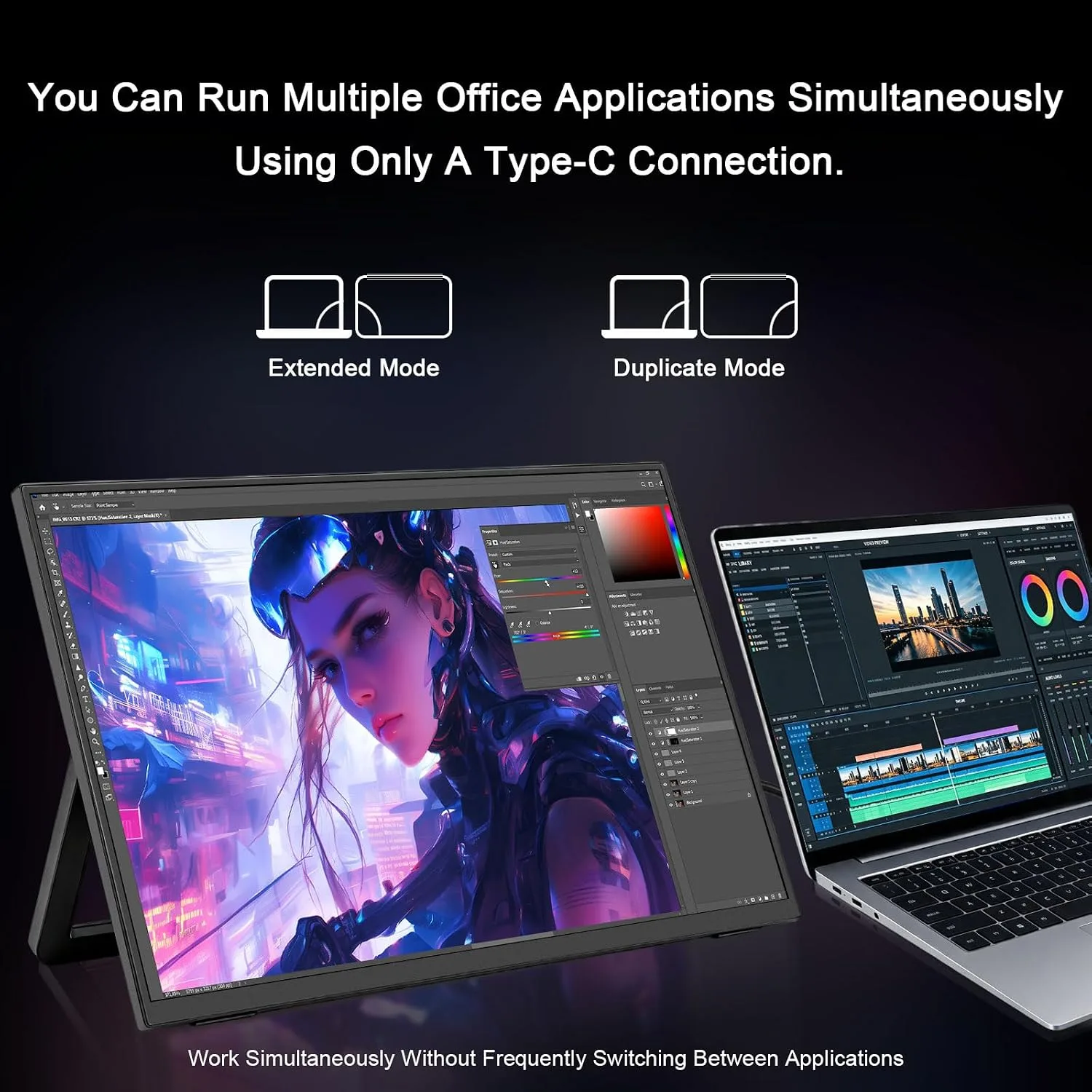 18.5" Portable Monitor, 1080P FHD 120Hz IPS HDR External Screen for Laptop