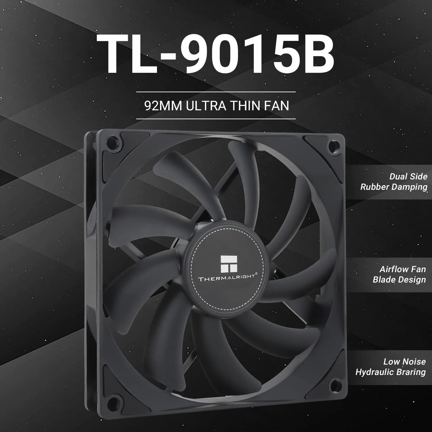 Thermalright TL-9015B CPU Fan, Computer Case Cooling Quiet 4pin PWM PC Fan with 15mm Slimline Cooler, 2700RPM Speed, 92mm CPU Cooling(Black)