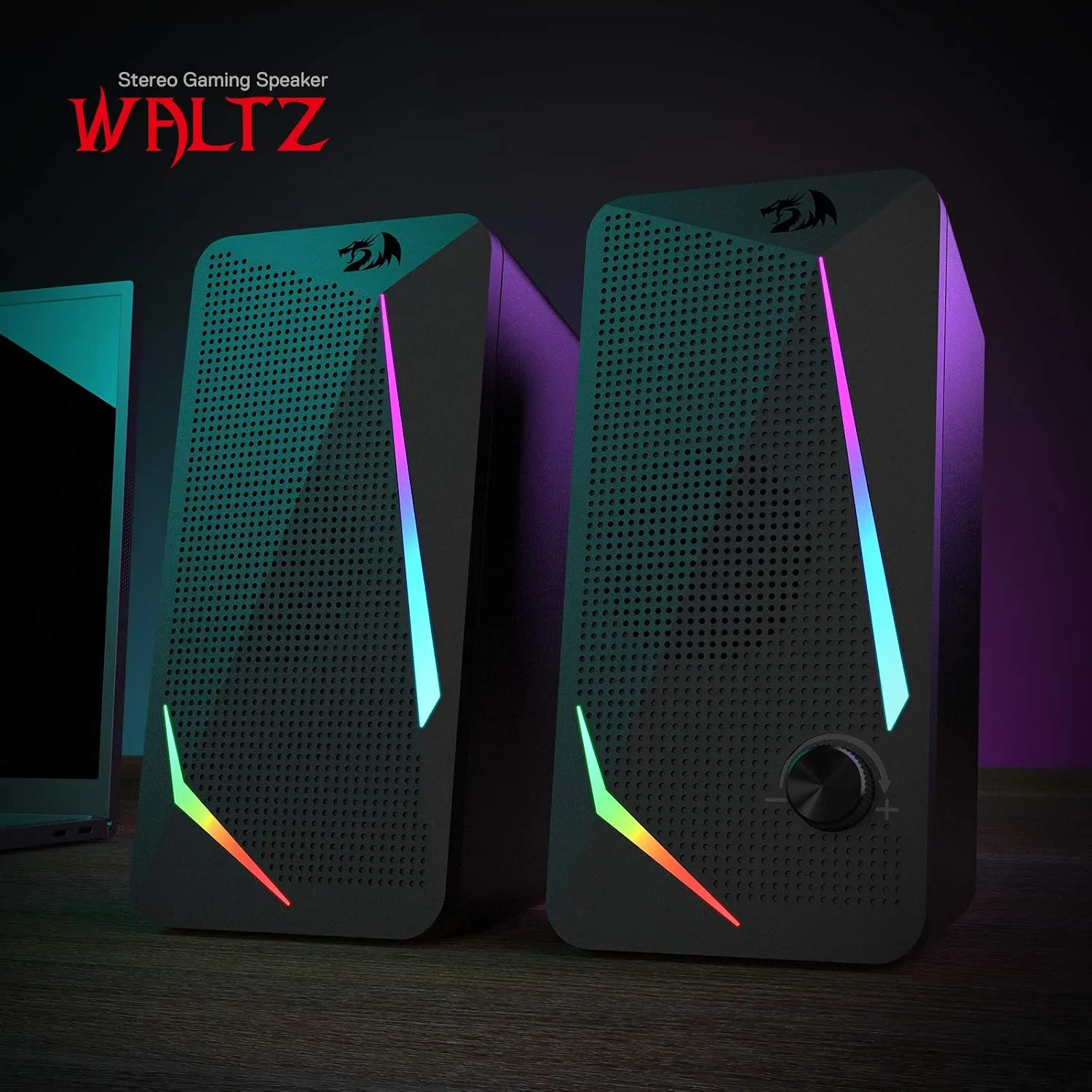 Redragon GS510 RGB Wired Desktop Speakers, 2.0 Channel Stereo Sound, Black