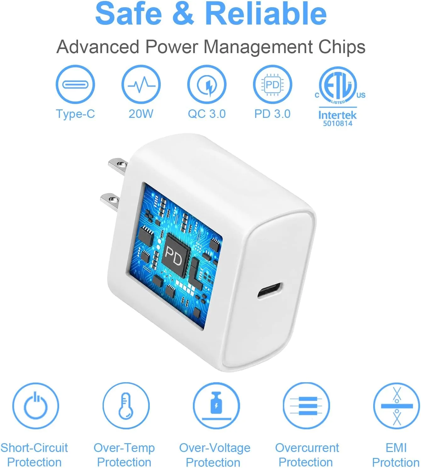 iPhone 14 13 12 Charger Fast Charging 20W USB C Wall Charger with 6FT Cable