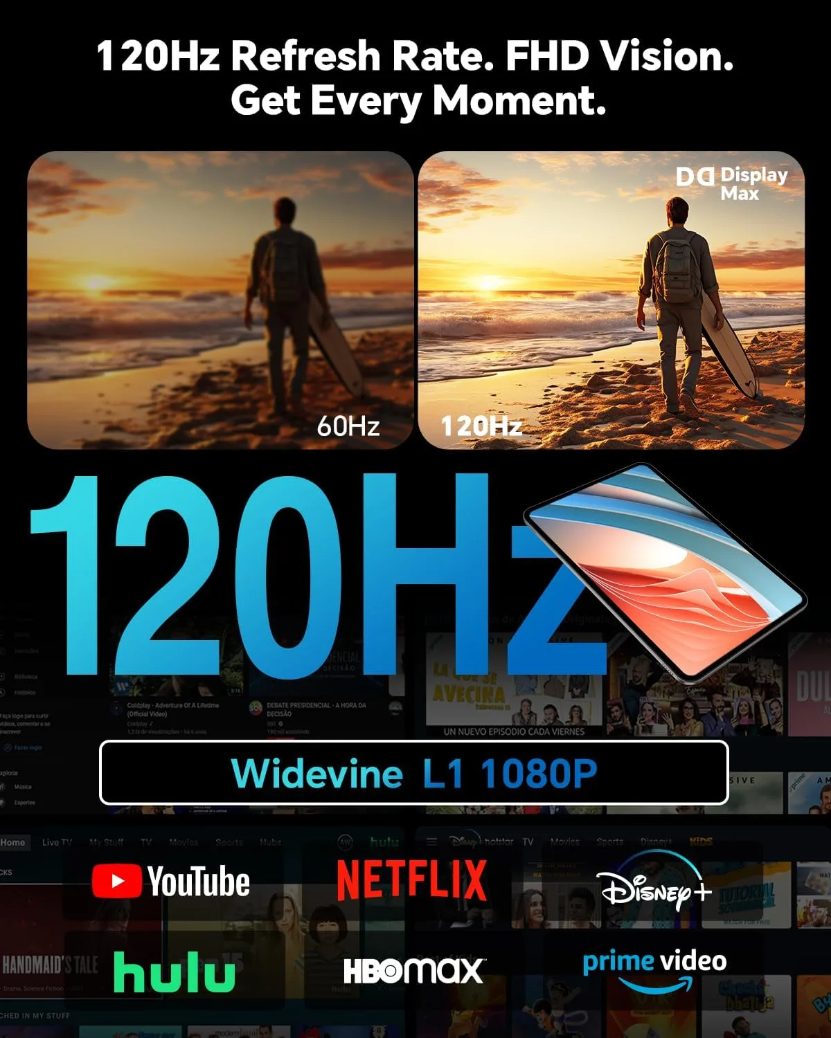 TECLAST Android 16 T65 13.4 inch Large Tablet, 256GB ROM, 12H 8000mAh Battery, 120Hz 1920x1200 IPS Display, 2.2Ghz Octa-Core Processor, 2.4/5G Wi-Fi+4G LTE, GPS, Ideal for Streaming and Learning