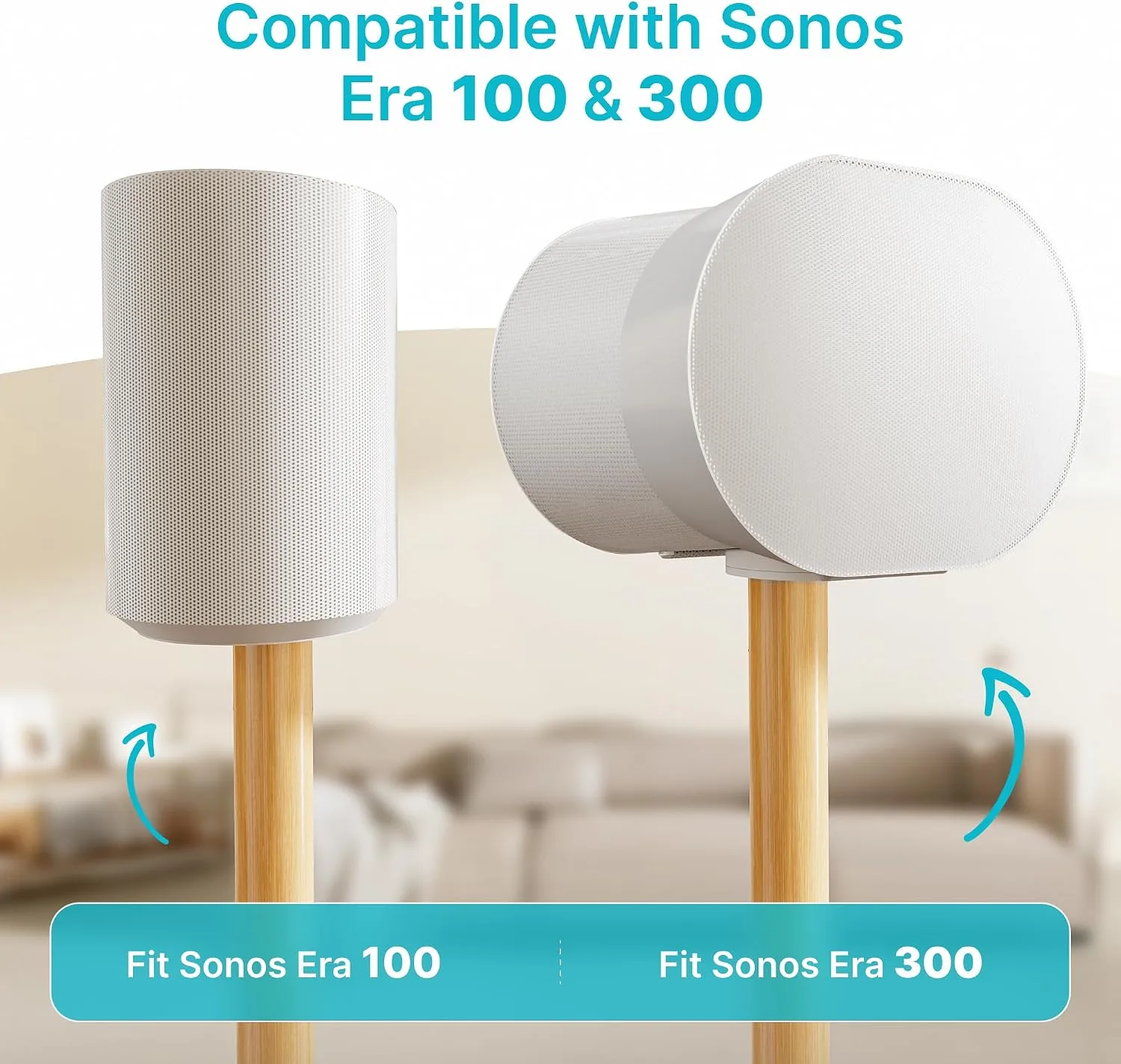 30.6" Speaker Stands Pair for SONOS Era 100 and Era 300,White