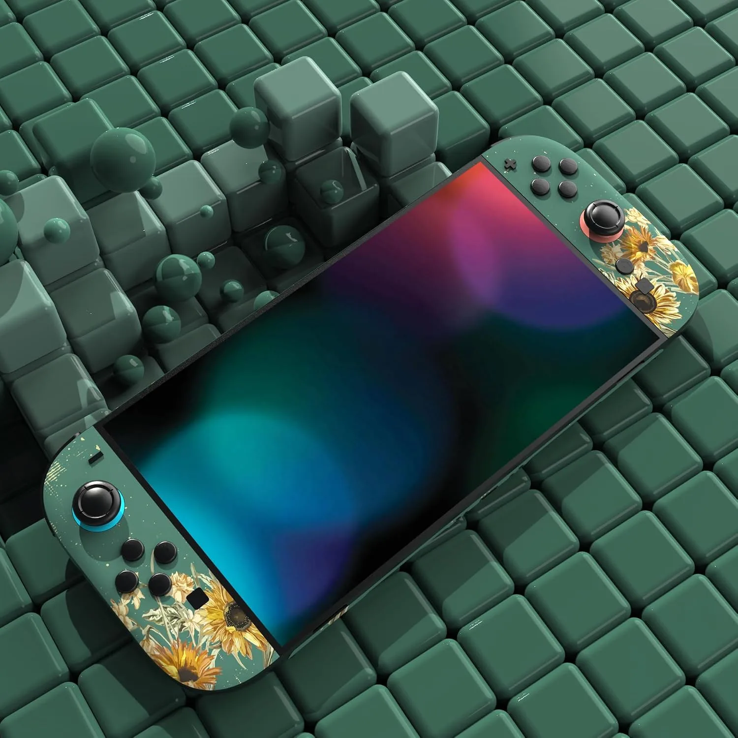 PlayVital for Nintendo Switch 2 Skin Full Set (2-Pack) - Protective Vinyl Decal Stickers for Switch 2 Console, Joycons, Handle Grips & Dock | No Residue, Anti-Scratch - Sunflowers
