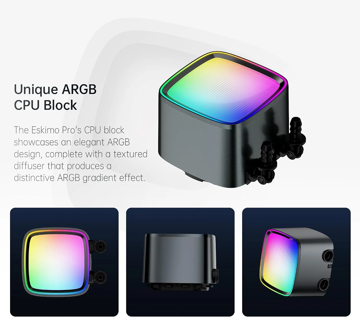 Geometric Future Eskimo Pro - 360mm AIO CPU Liquid Water Cooler- RGB PWM Squama 2501B Fan x 3- Fit Intel® LGA 1700, AMD®AM5 - Black- (GEO-EP-36B)