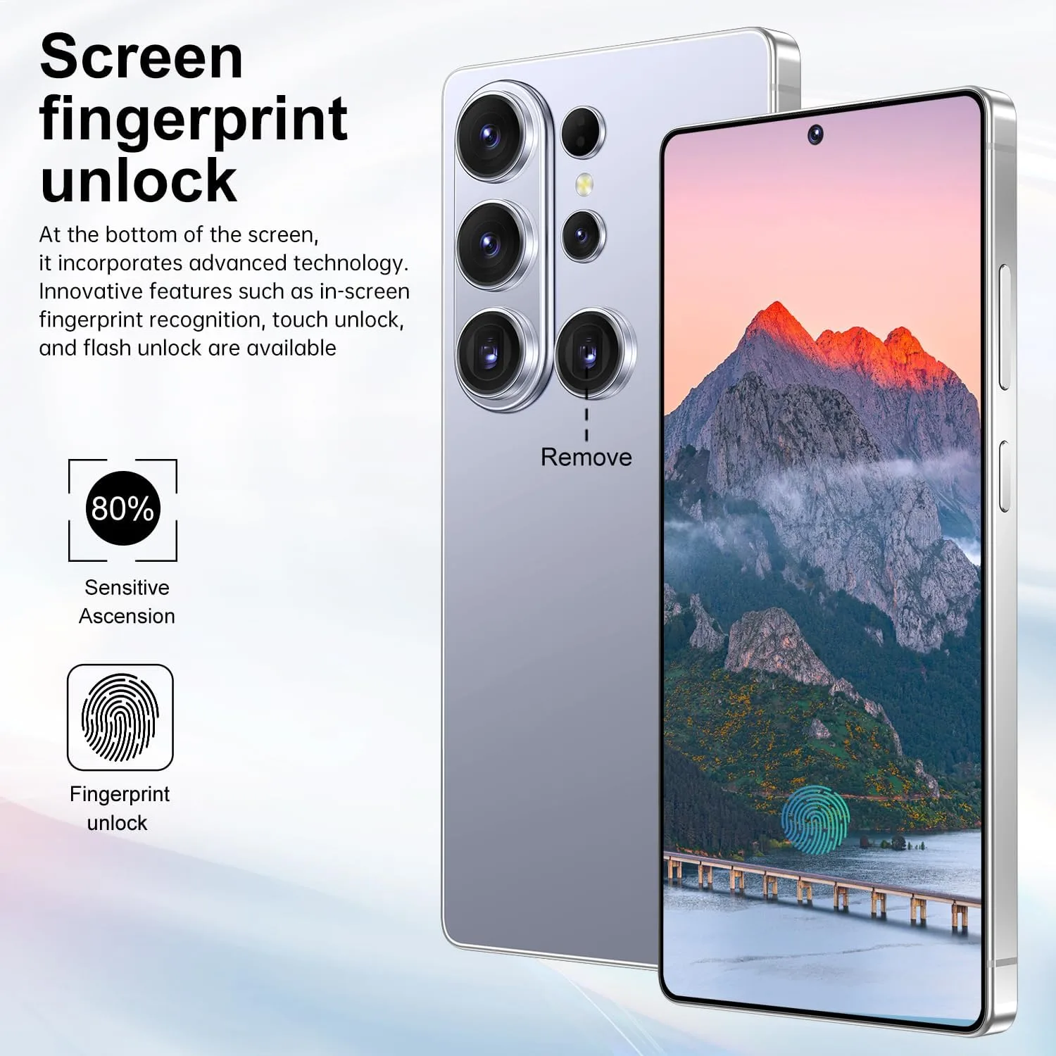 Huness S26 Ultra Unlocked Phone,Built in Pen The Phone,Cell Phone Battery 7000mAh 6.99" HD Screen,Android 15 16+512GB Smartphone,Dual SIM/5G/Face ID/Fingerprint Lock/GPS (Silver Blue)