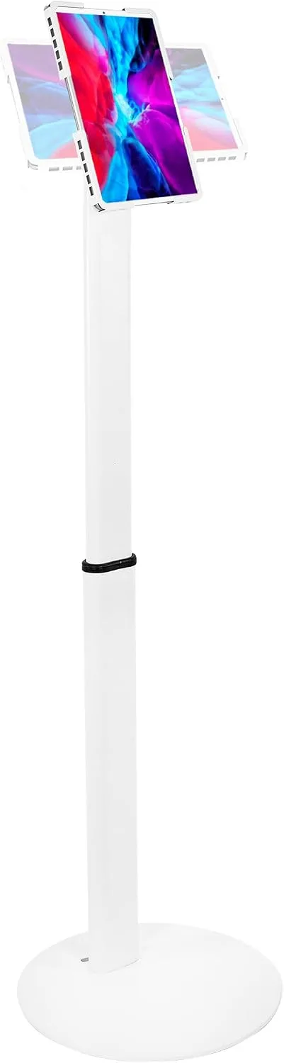 Mount-It! Anti-Theft Universal Tablet Floor Kiosk, Height Adjustable, White