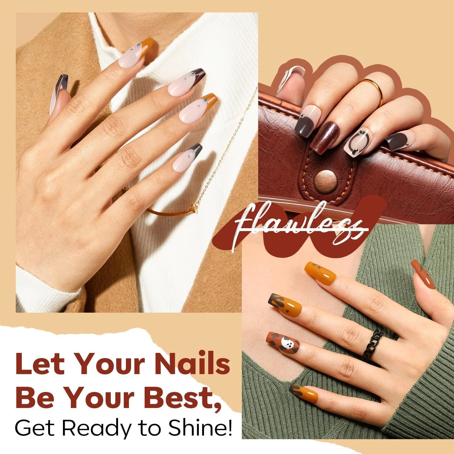 modelones Fall Nail Polish, 6 Colors Nude Brown Maroon Nail Polish Set