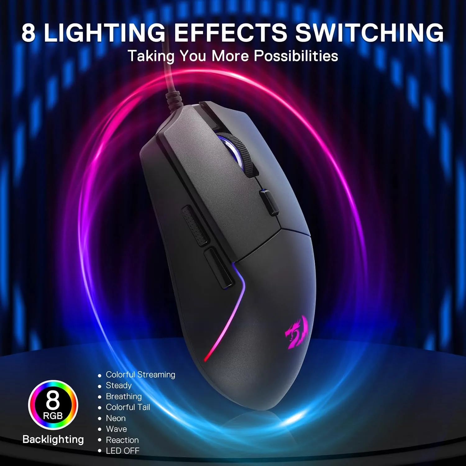 Redragon M730 Wired RGB Gaming Mouse 10K DPI Lightweight Remapping Keys