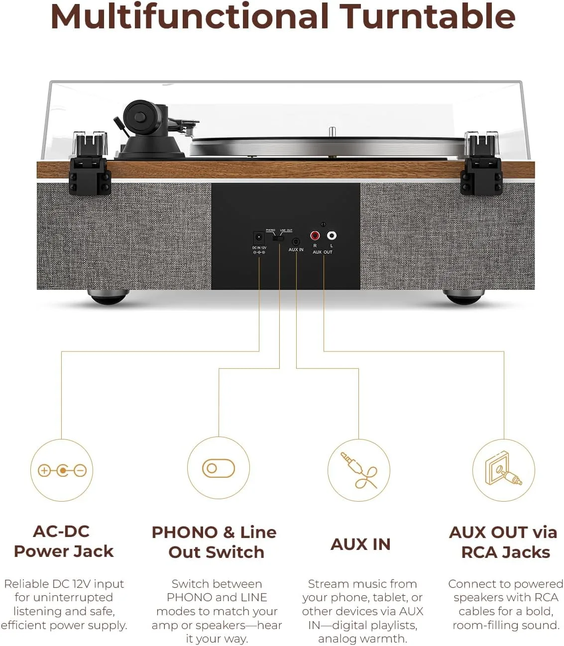 Qlearsoul ONE-S Vinyl Record Player with Bluetooth Input/Output