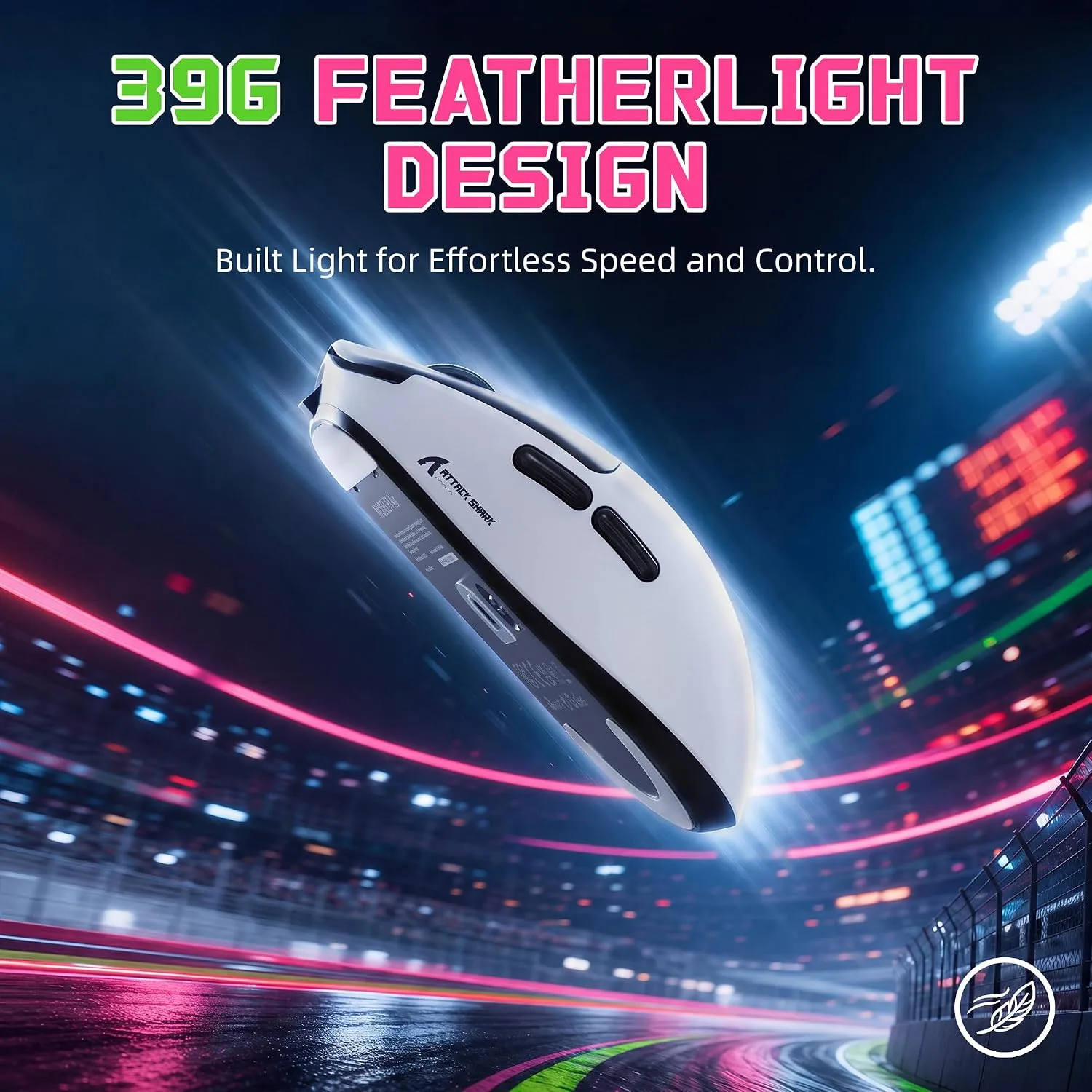 ATTACK SHARK F1 AIR Lightweight Wireless Gaming Mouse - Black/White