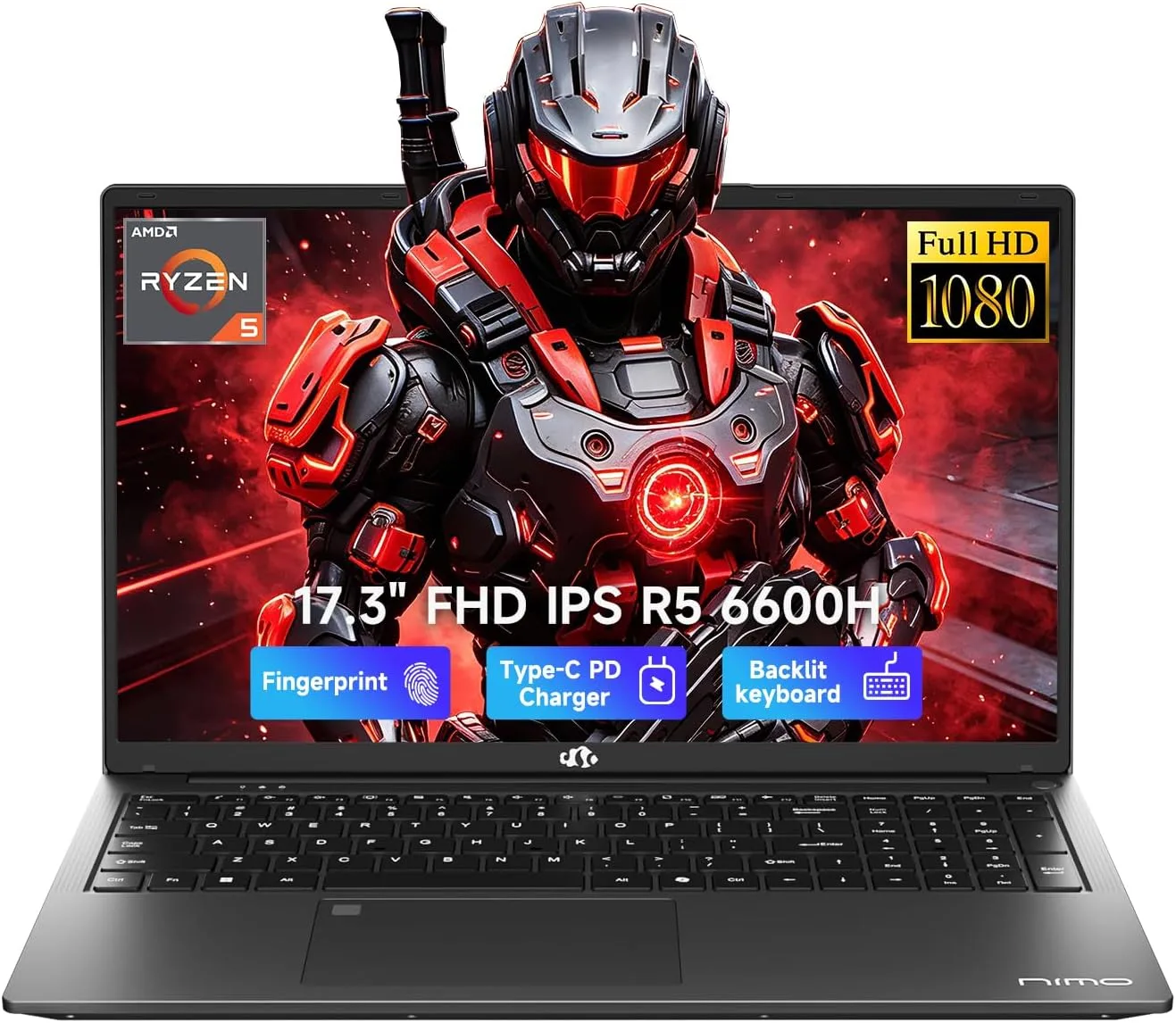 NIMO 17.3" FHD AI Creator Laptop, 6-Core AMD Ryzen 5 32GB 5600MHz 1TB SSD