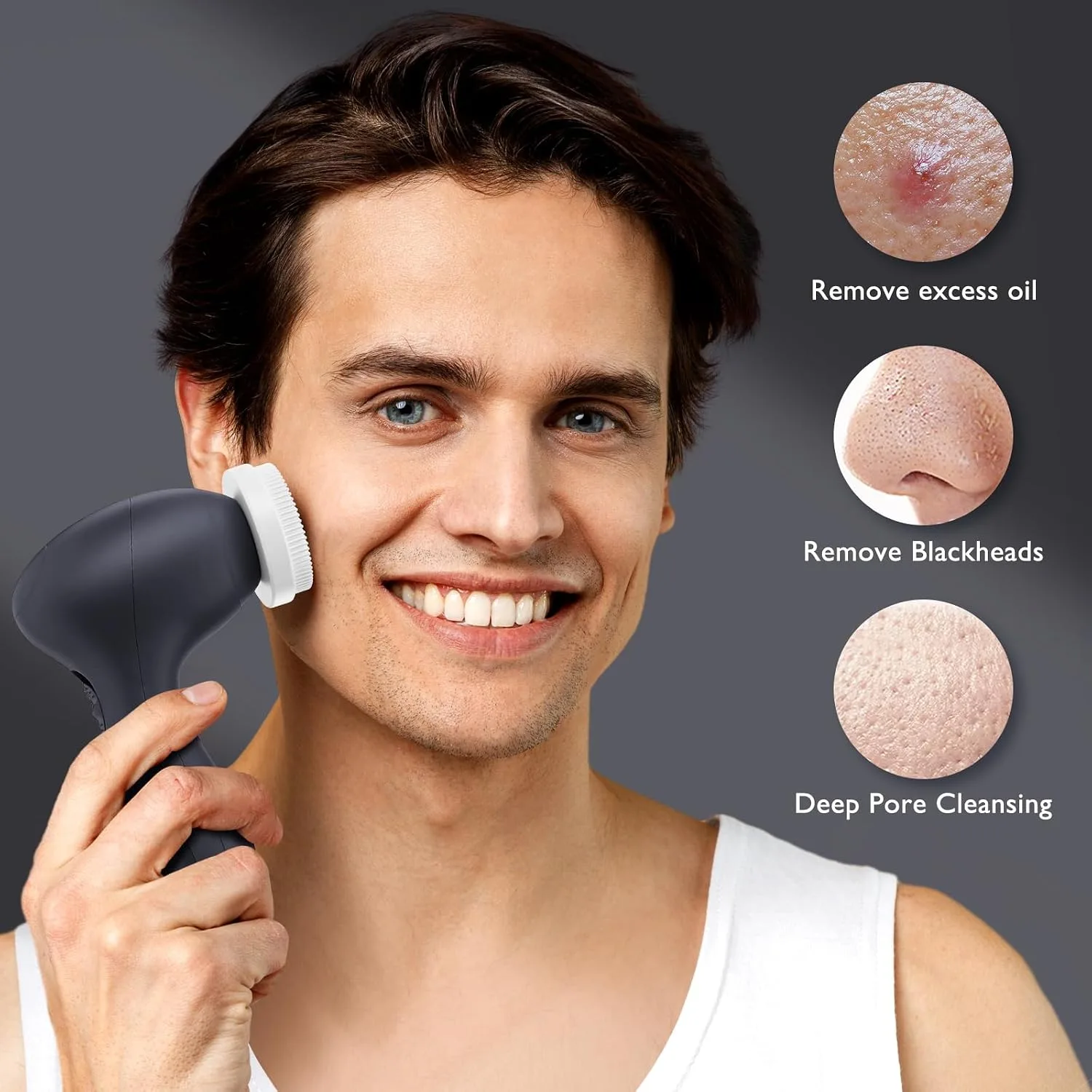 COSLUS Facial Cleansing Brush Face Scrubber, Upgrade Set, Black