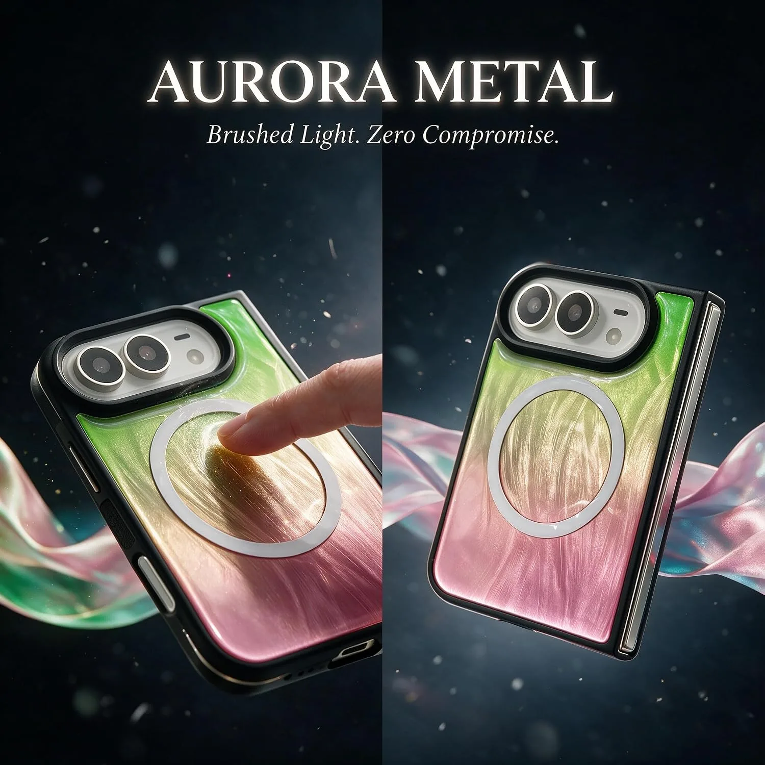 Losin for iPhone Duo Iridescent Green Pink Shell Case