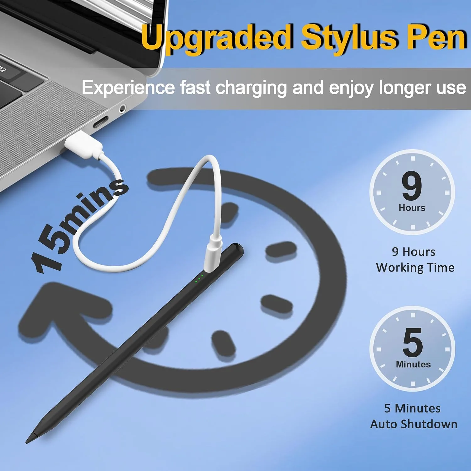 Stylus Pen for iPad 2026-2018, 15 Mins Fast Charge Pencil for iPad A16 11th/10th/9-6th Generation, Air M4 M3 M2 11"/13"/5-3rd, Pro M4 11/12.9/13, Mini A17 Pro/6/5th, Tilt Sensitivity Palm Rejection
