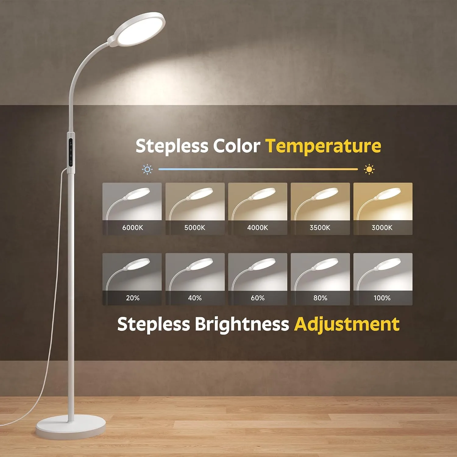 Happy Light Therapy Lamp,11000 Lux Sun Light Lamp with Touch Remote Control