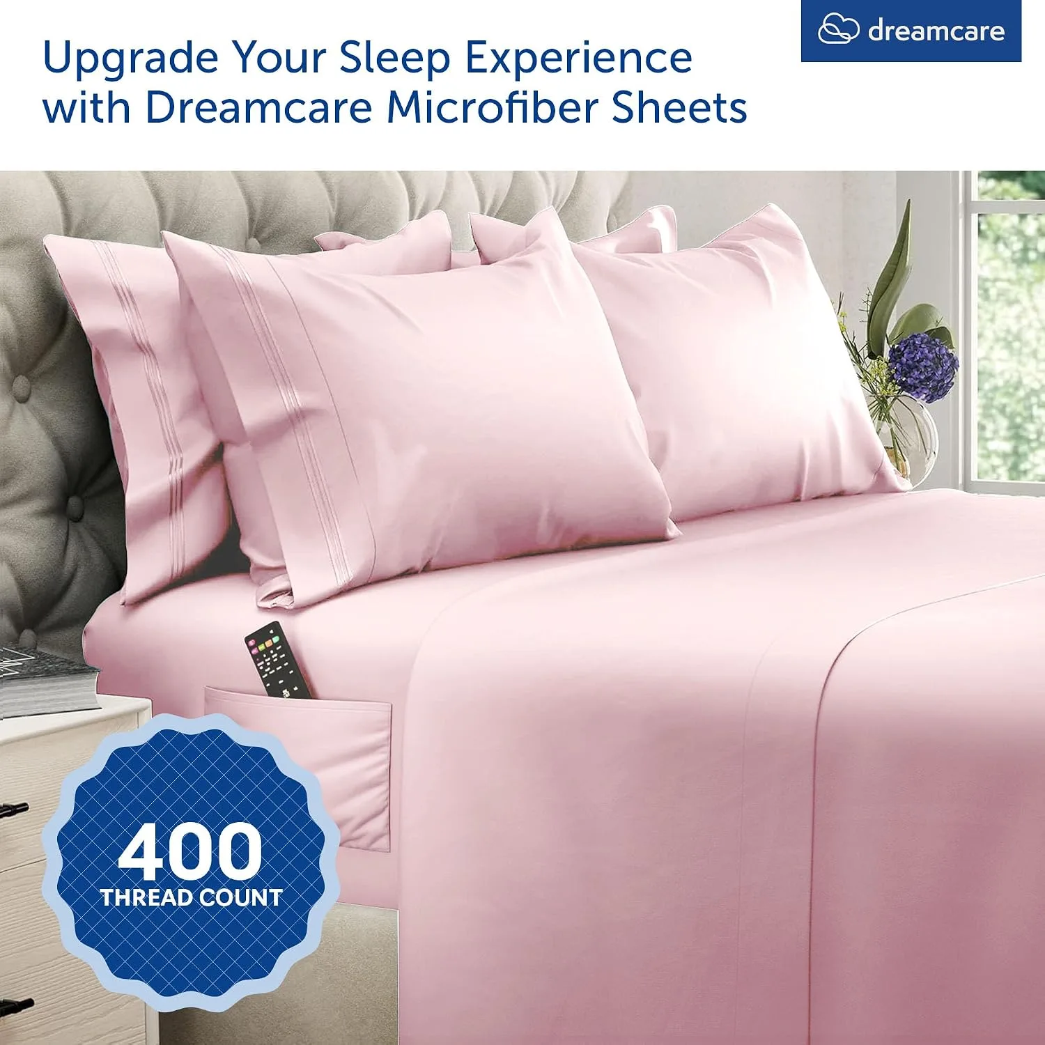 DREAMCARE King Size Sheets Set - 6 pcs Breathable Cooling Sheets King Size