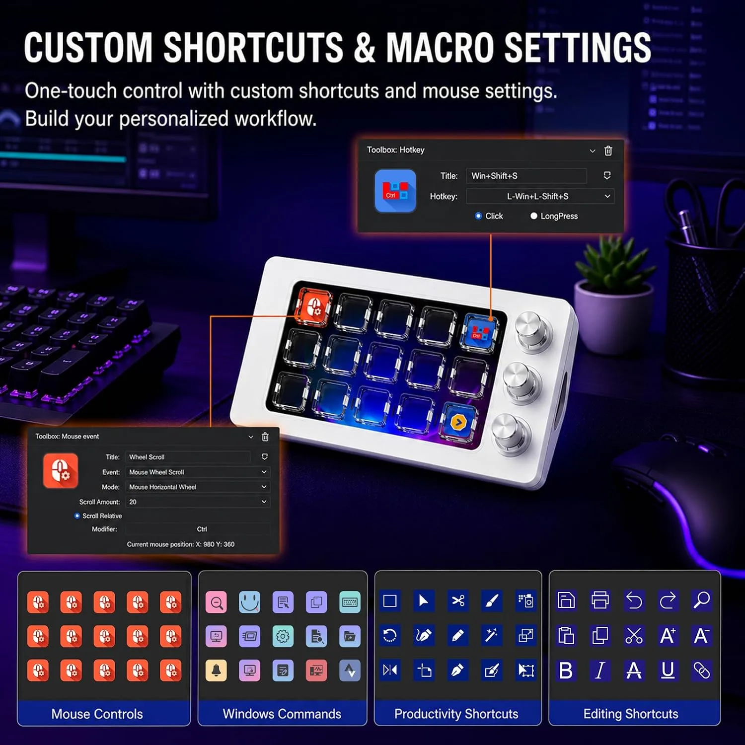Stream Controller Deck for PC Work,Live Stream and Video Editing