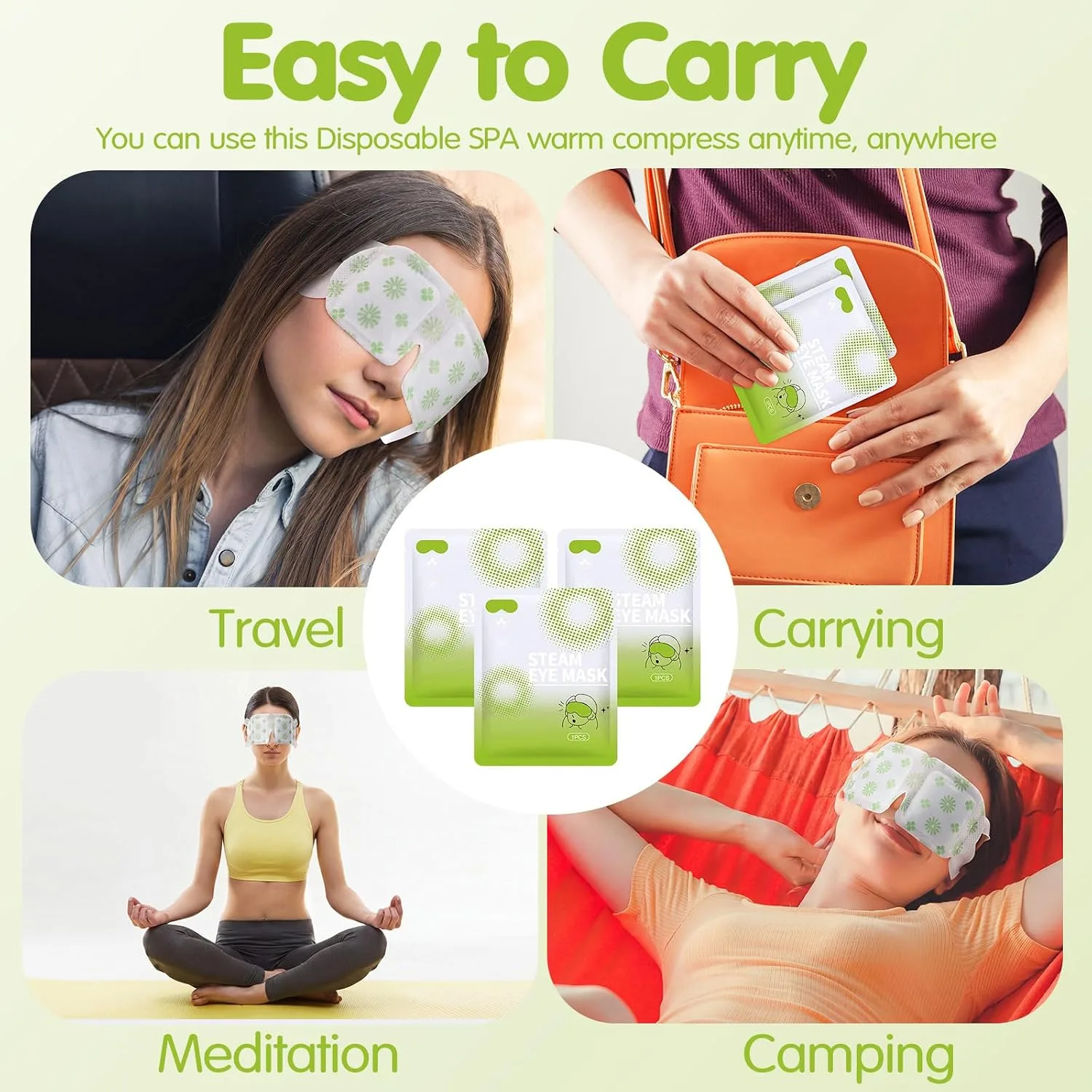 60 Pcs Self Heating Steam Eye Masks Disposable Heated Mask Bulk Individually Wrapped Warm Compress for Dry Eyes, Sleep, Travel, Spa and Relaxation (Mixed)