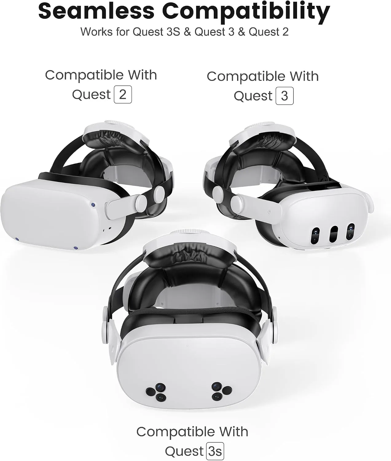 Kawaye for Meta Quest 3S/Quest 2/Quest 3 Head Strap, Double Knobs Adjustable Elite Strap Replacement,VR Headset Strap with Two Large Support Pad Enhanced Support, Reduce Pressure