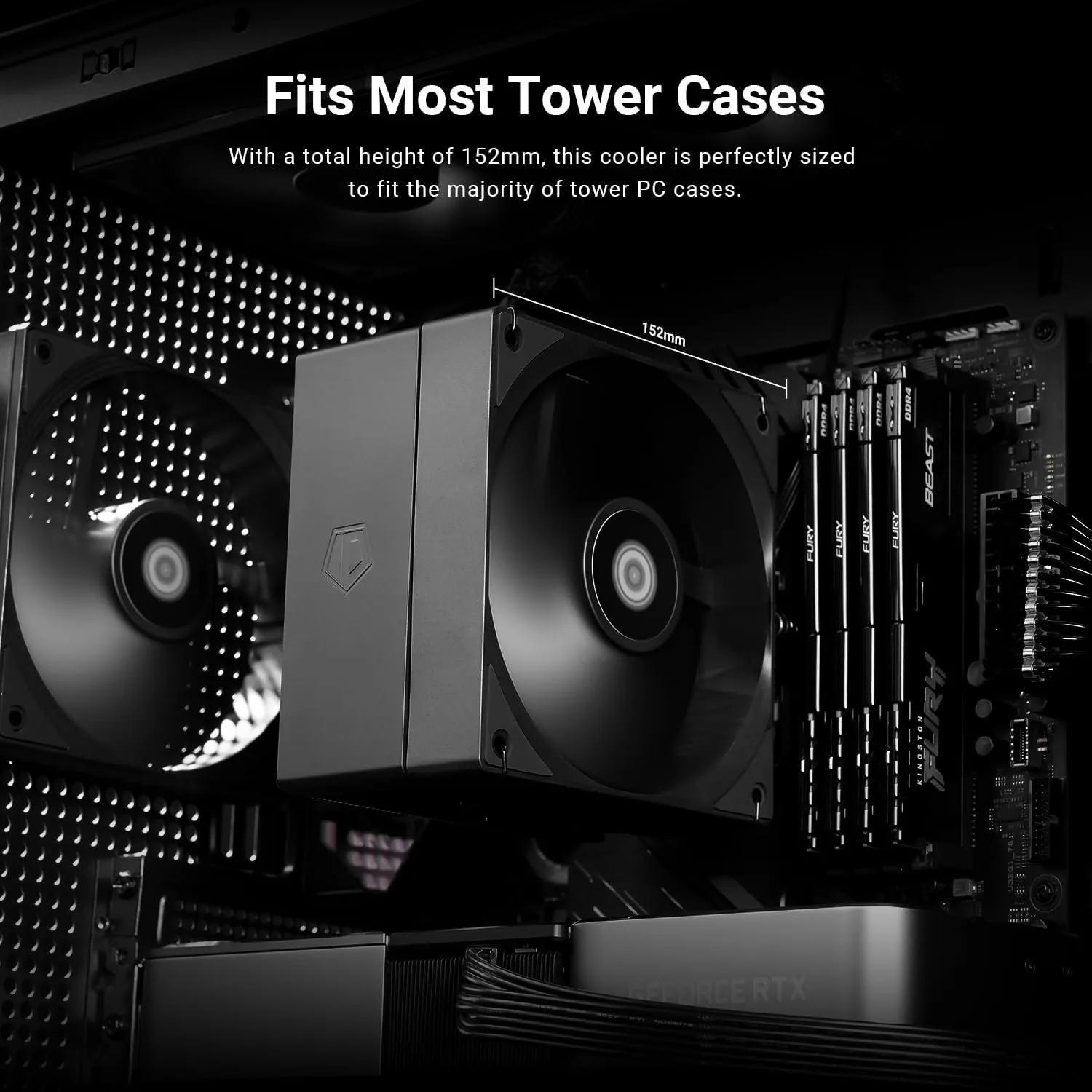 ID-COOLING SE-214-XT V2 Black CPU Air Cooler, Full Memory Clearance, 200W