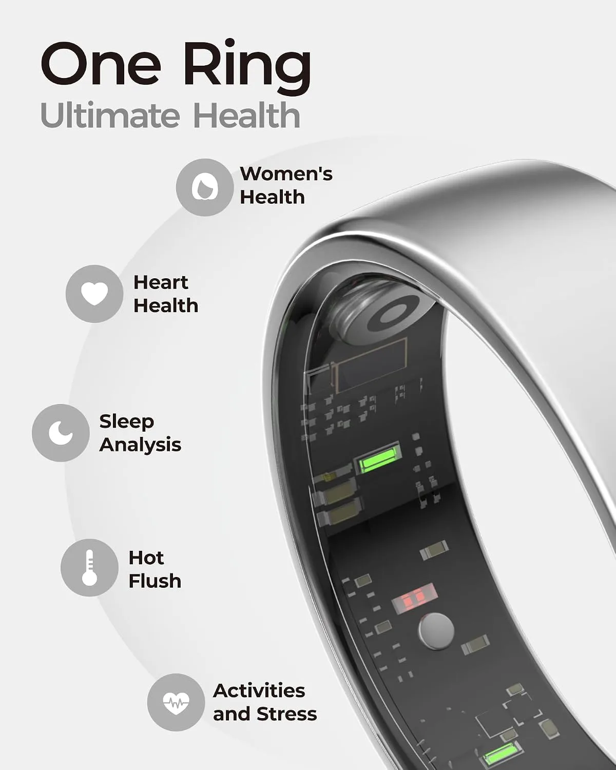 femometer Ring Air, Ultra-Thin Smart Ring, Sliver, Size13