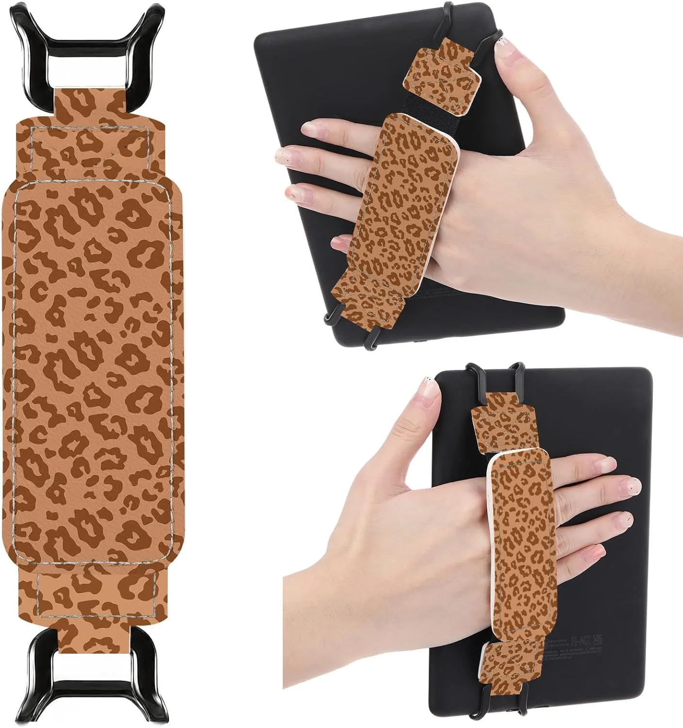 Soporte de mano para Kindle Berirexrion Estampado Leopardo Marrón