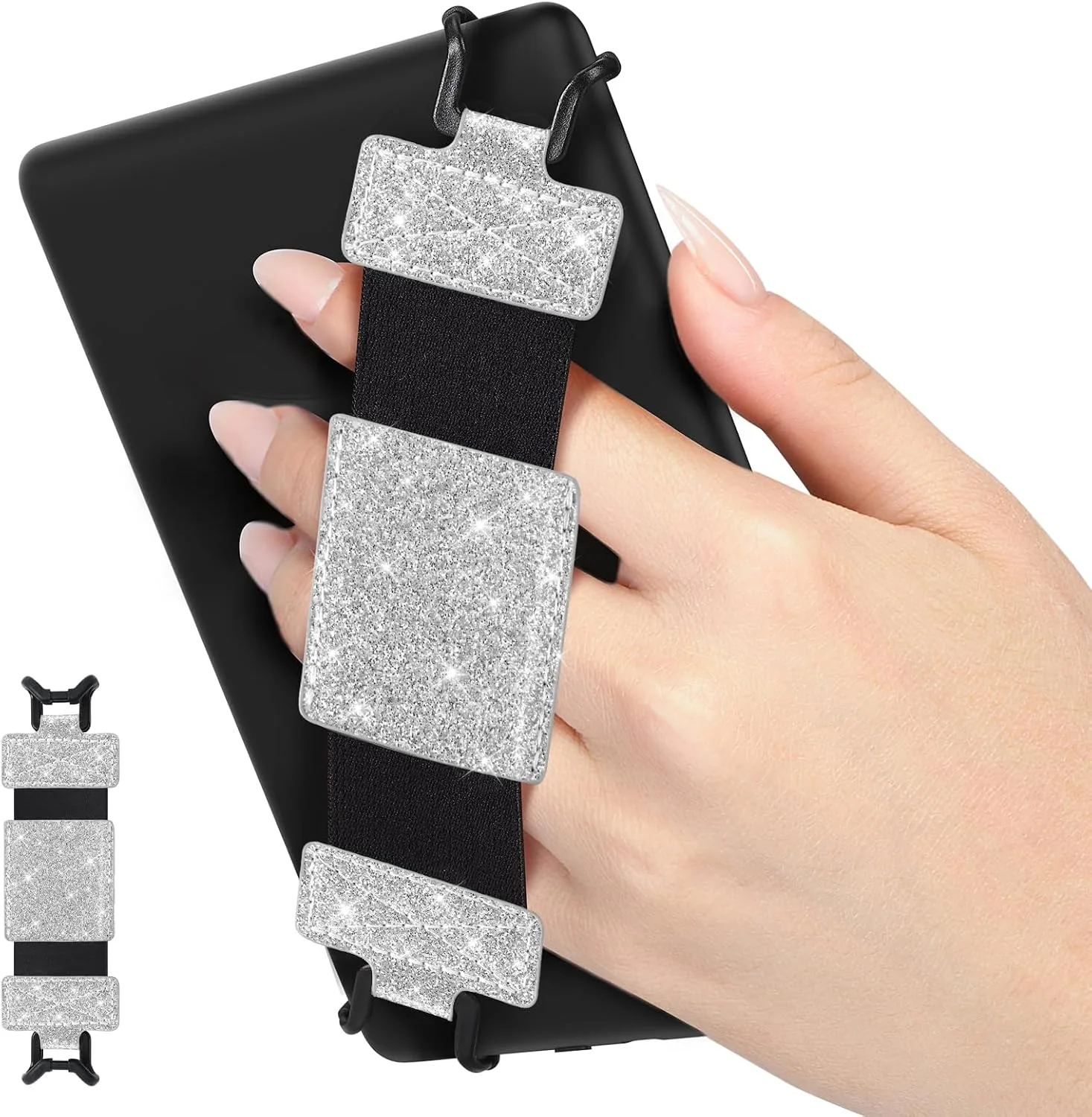 Estuche MoKo Soft Hand Strap para Kindle y Fire Tablet 6-8 pulgadas Plateado Brillante