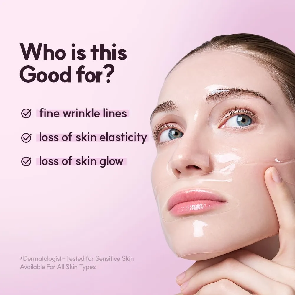 AROCELL Super Collagen 2.0 ECM Active Overnight Collagen Mask with 173Da Collagen, PDRN & NAD | Firming, Lifting, Plumping & Elasticity | Korean Glass Skin Care | 43g x 8