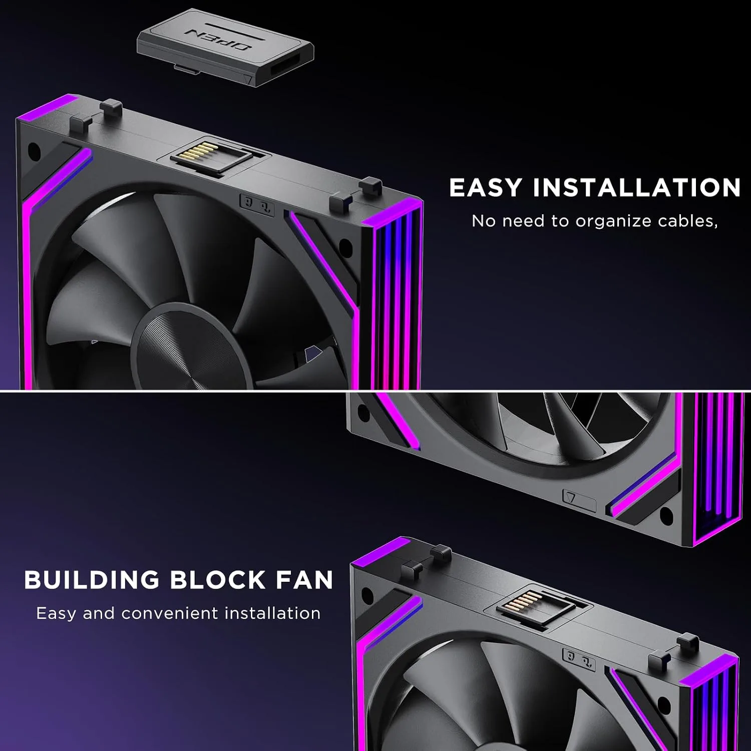 Interstellar V2 RS 120mm Case Fan Infinity Mirror Module Daisy-Chain ARGB Fan Triple Pack Suitable PC Cooling Fans 360mm AIO Cooler(Black-3Pack)