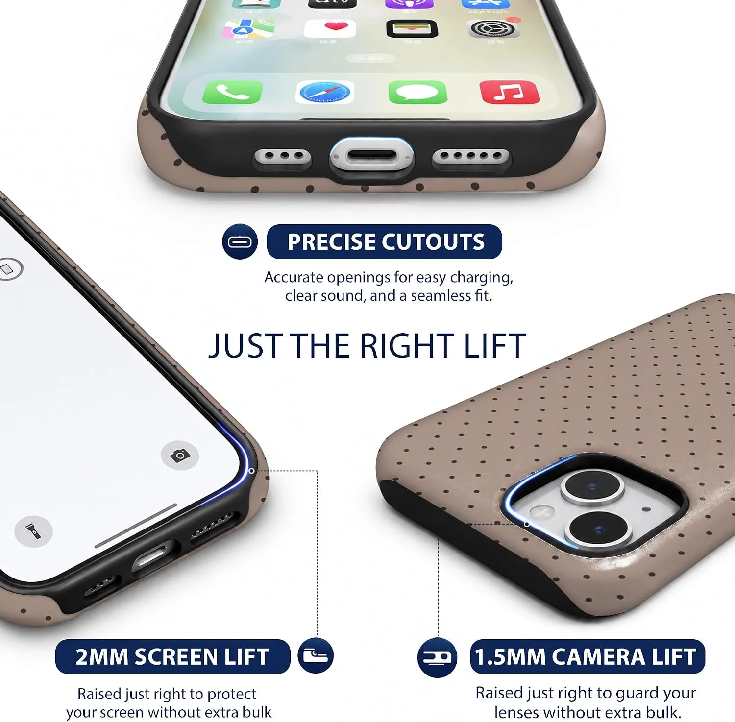 Magnetic for iPhone 13/14 Phone Case, Brown and White Polka Dot