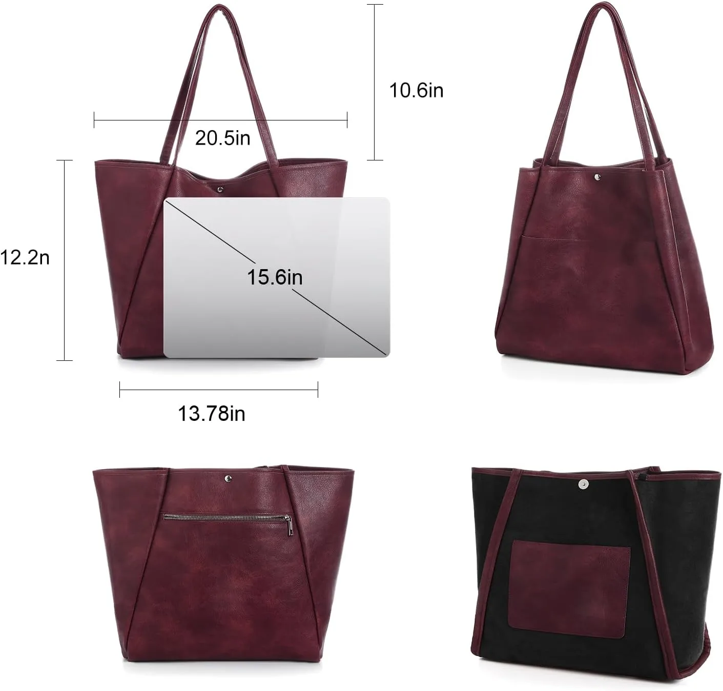 Large Tote Bag for Women Vegan Leather Weekender Handbags Purses