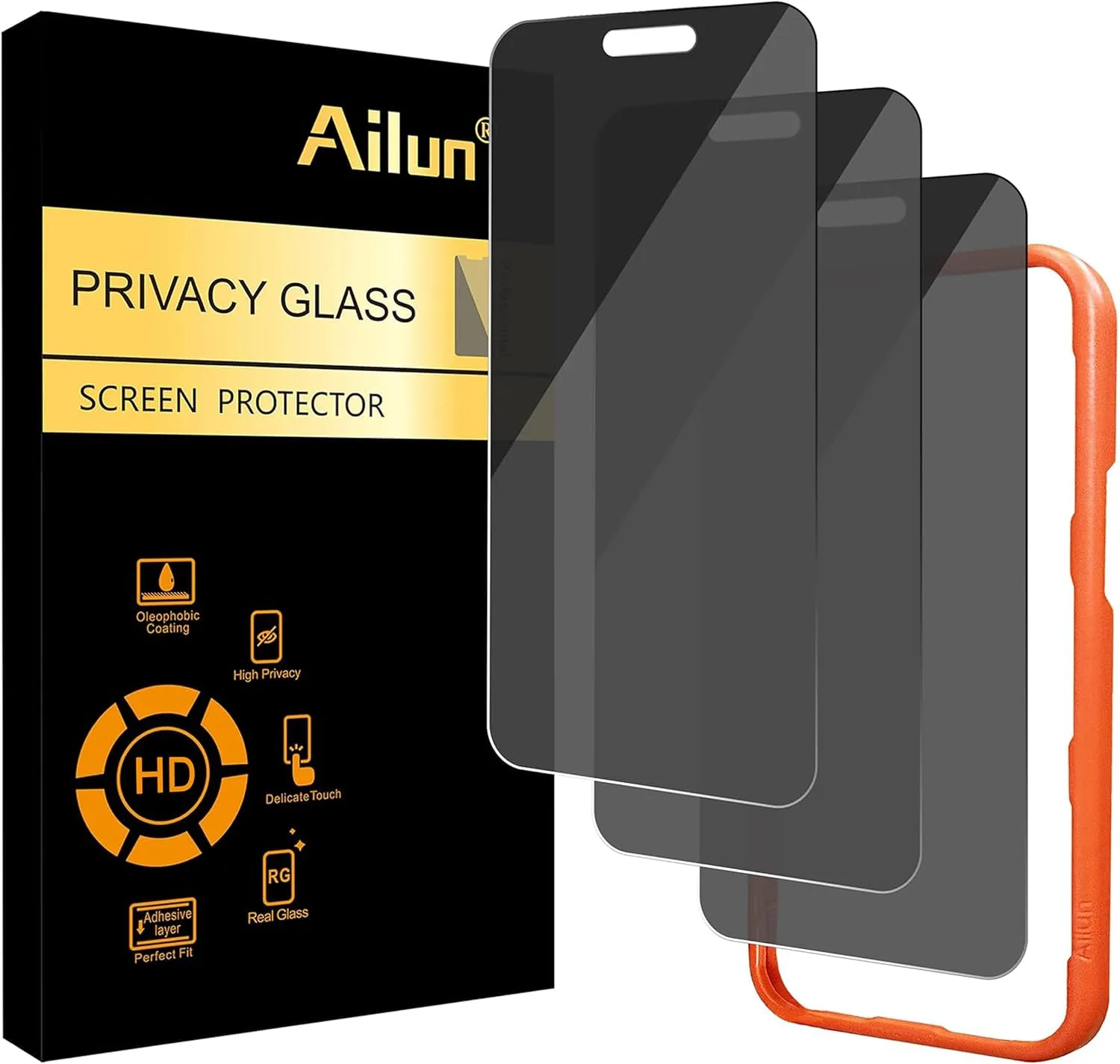 Ailun 3Pack 4 Way 360 Degree Privacy Screen Protector for iPhone 16 Pro Max